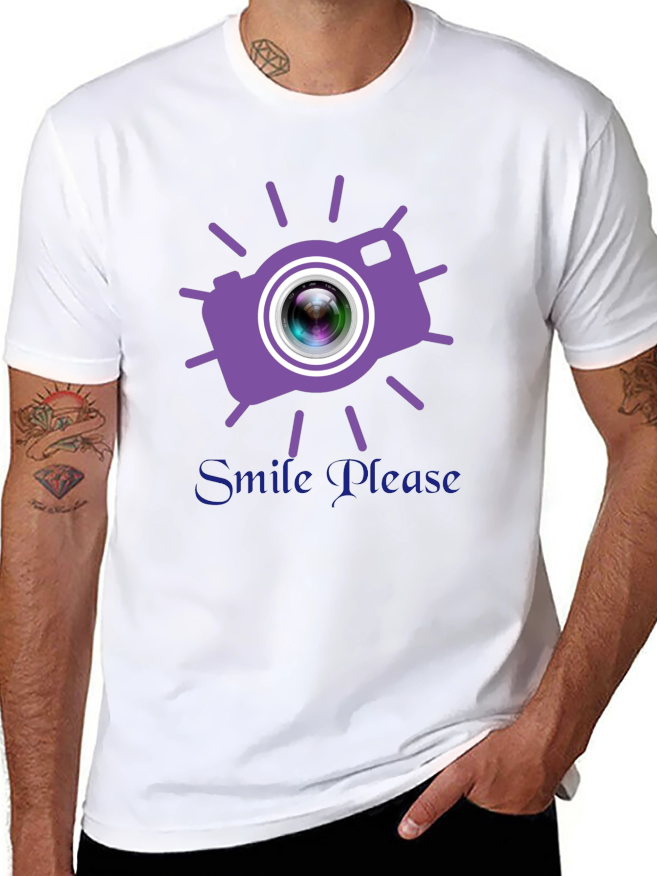 Smile Please Camera Graphic T-Shirt