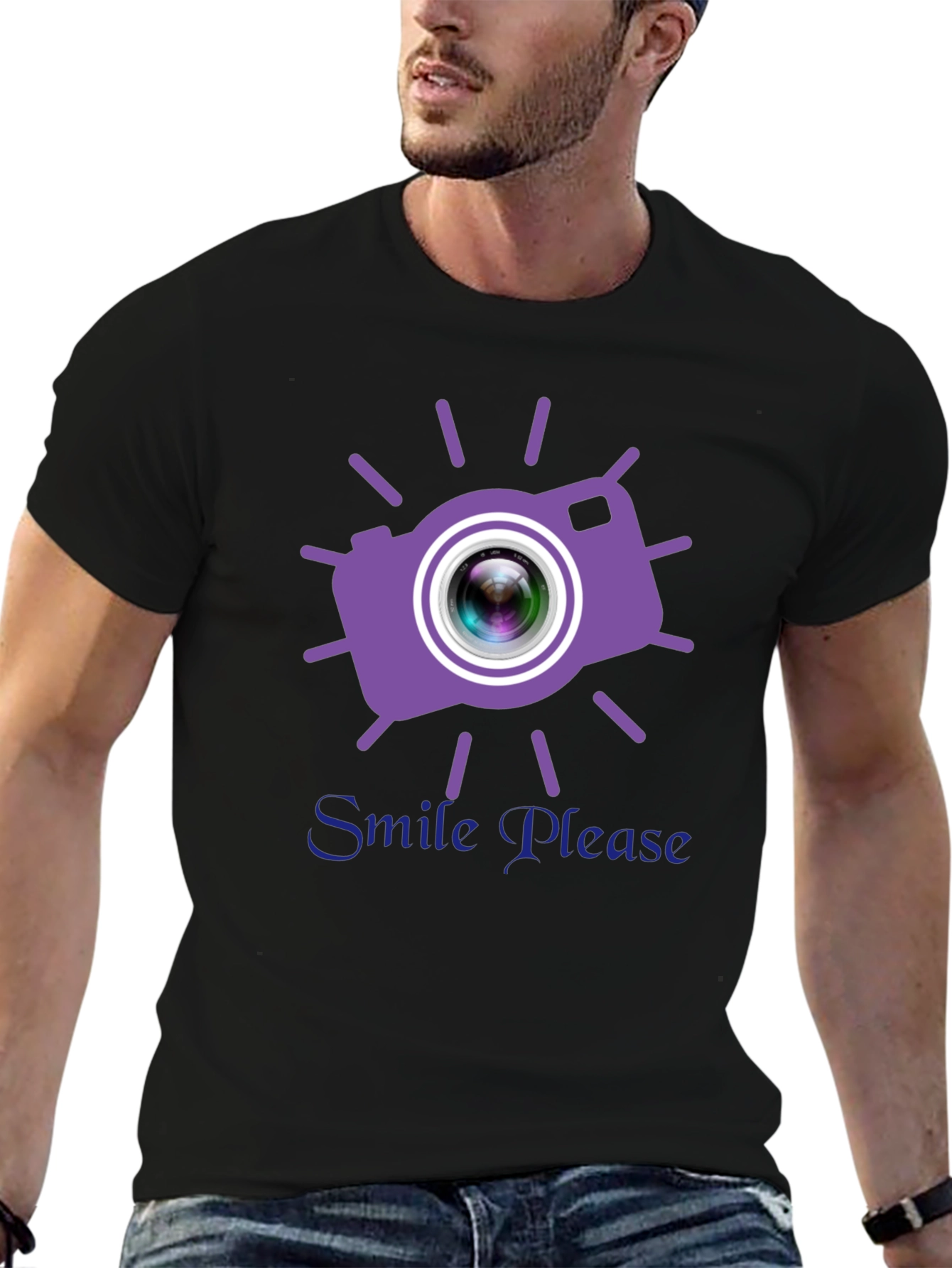 Smile Please Camera Graphic T-Shirt