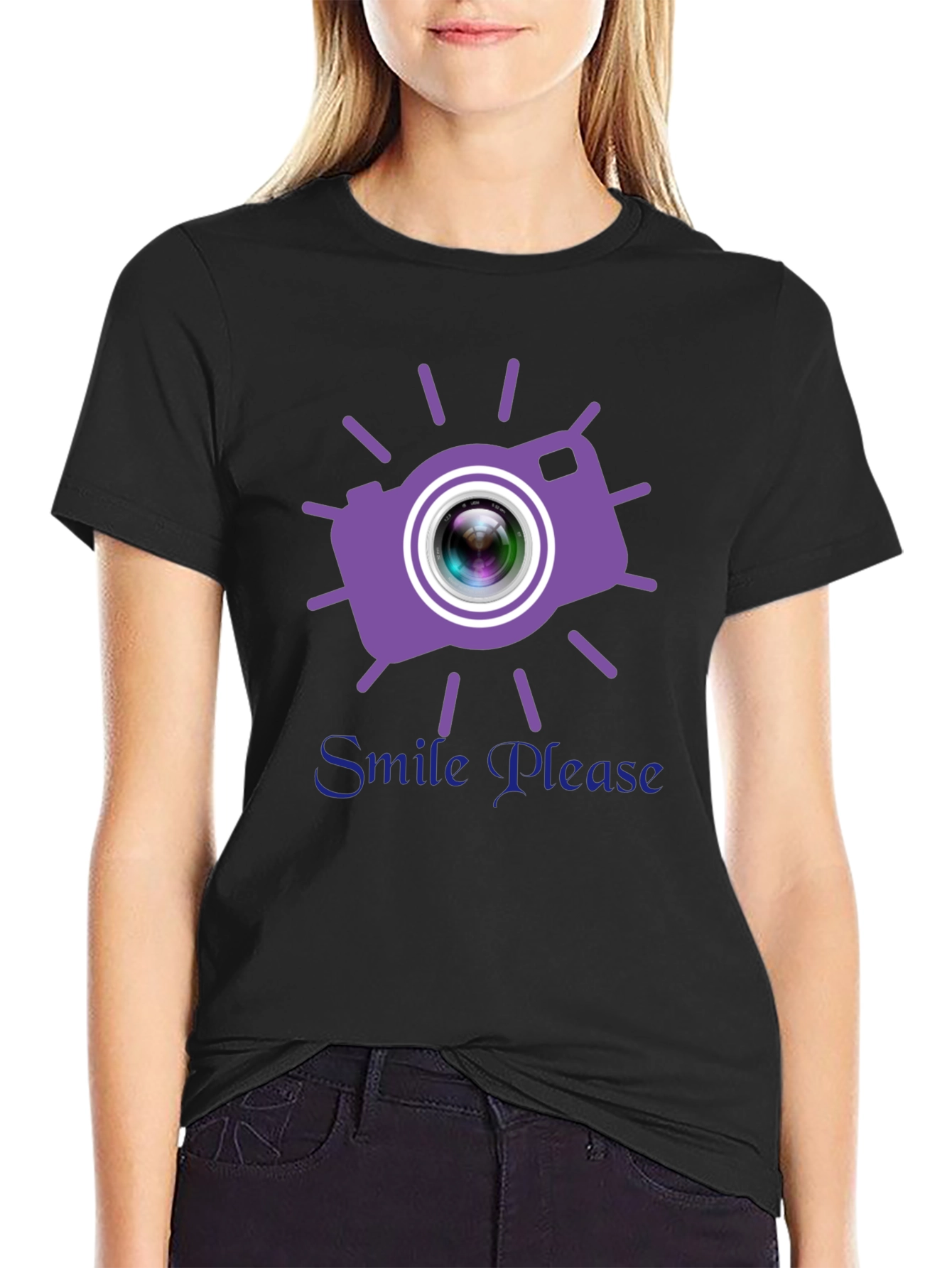 Smile Please Camera Graphic T-Shirt
