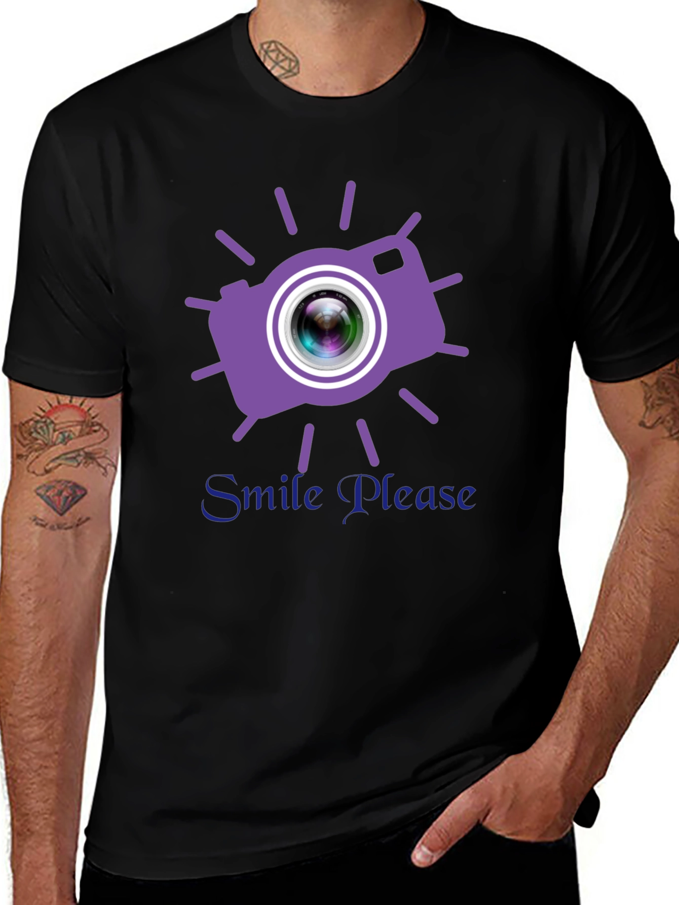 Smile Please Camera Graphic T-Shirt