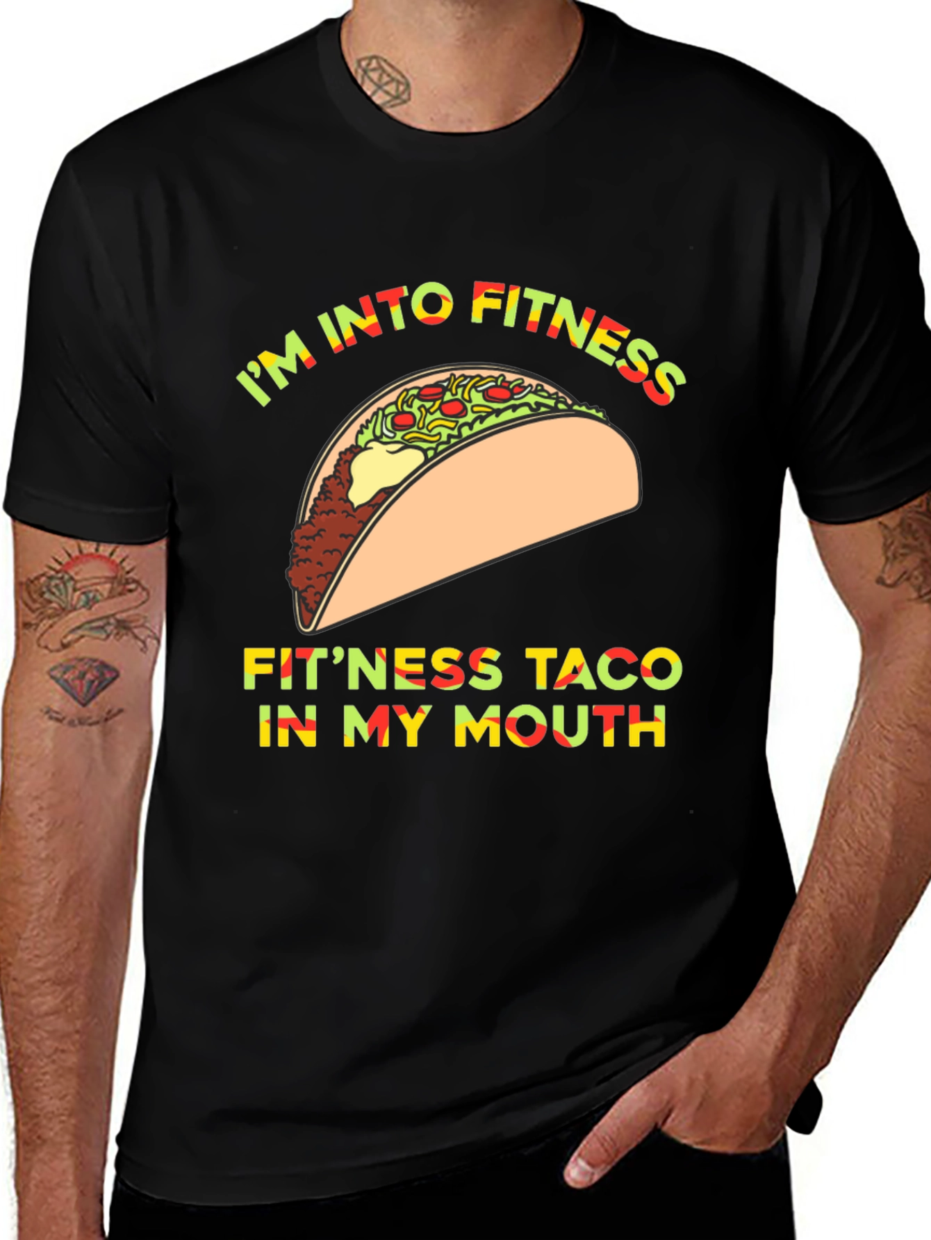 Im Into Fitness Taco T-Shirt Funny Graphic Tee