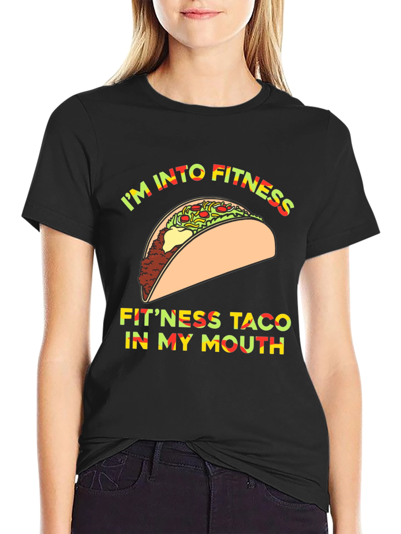 Im Into Fitness Taco T-Shirt Funny Graphic Tee