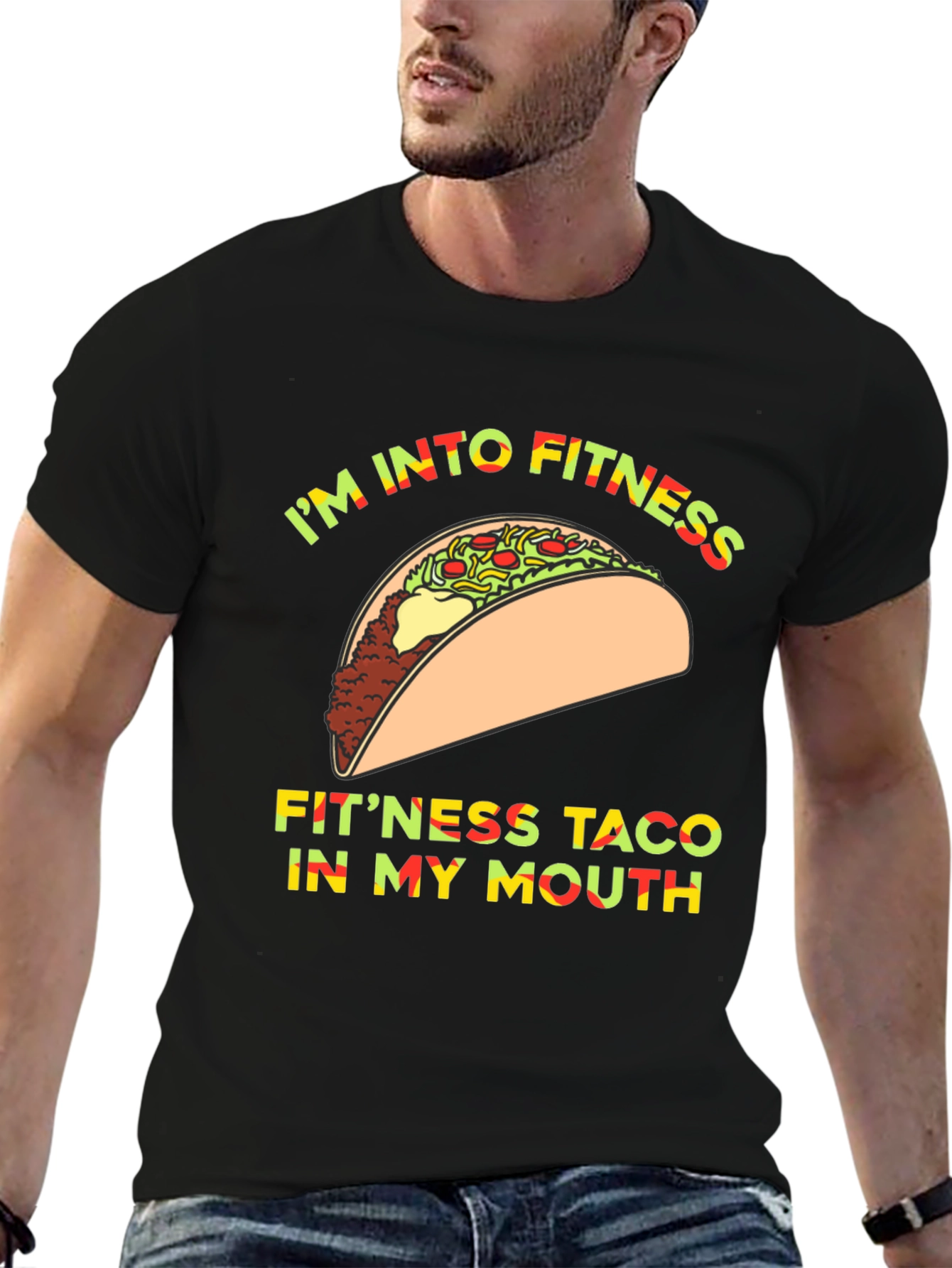 Im Into Fitness Taco T-Shirt Funny Graphic Tee