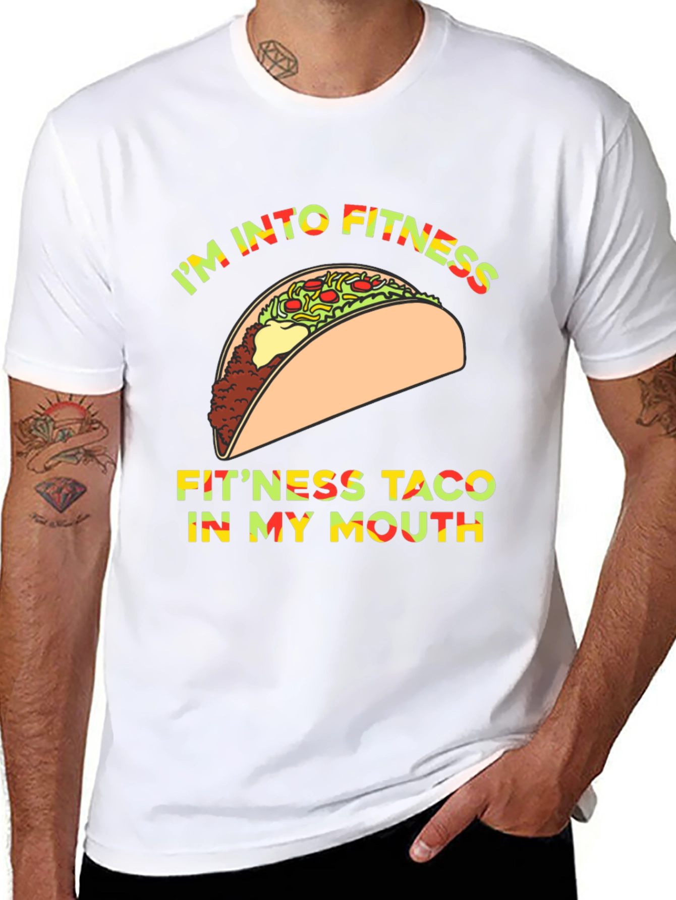 Im Into Fitness Taco T-Shirt Funny Graphic Tee