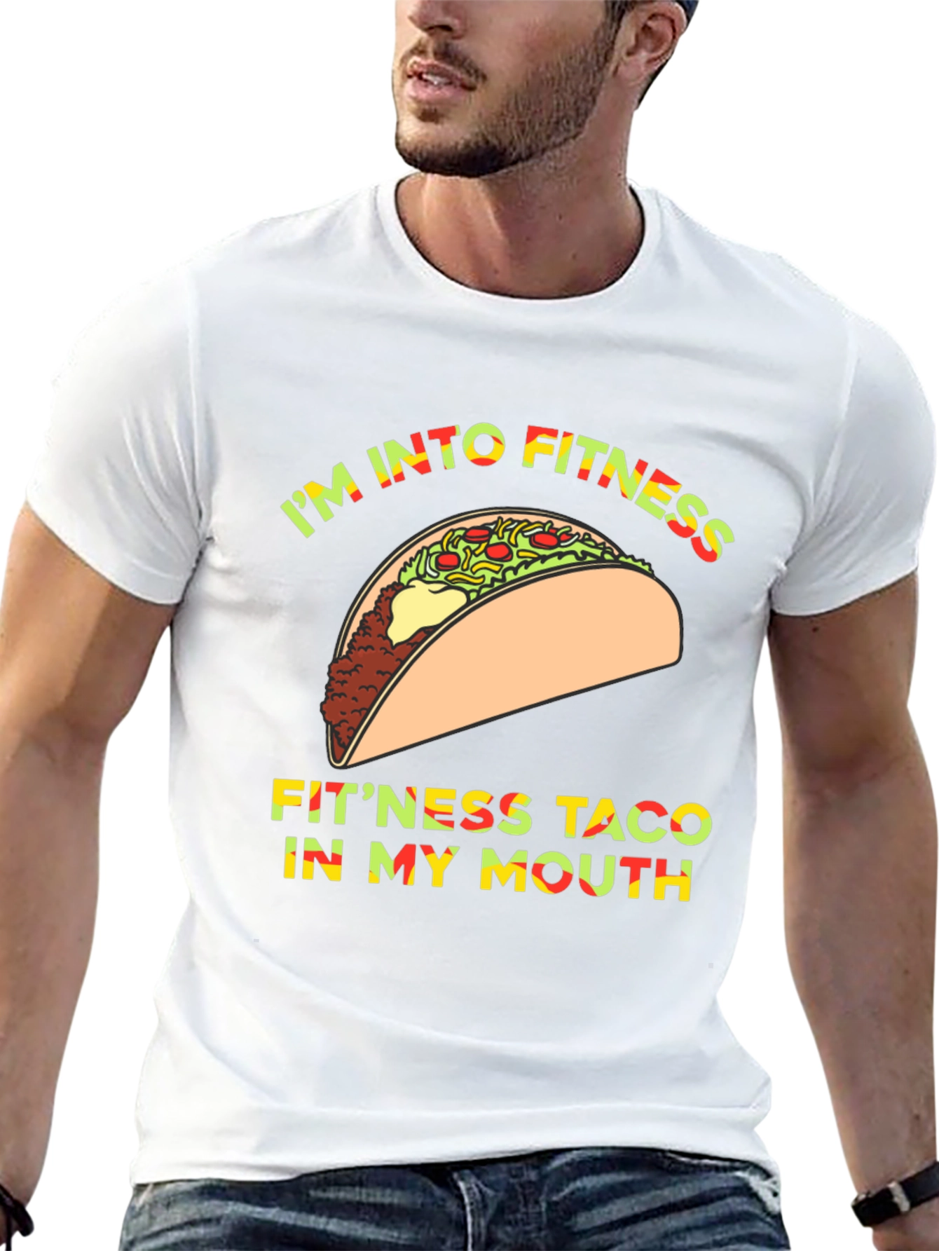Im Into Fitness Taco T-Shirt Funny Graphic Tee
