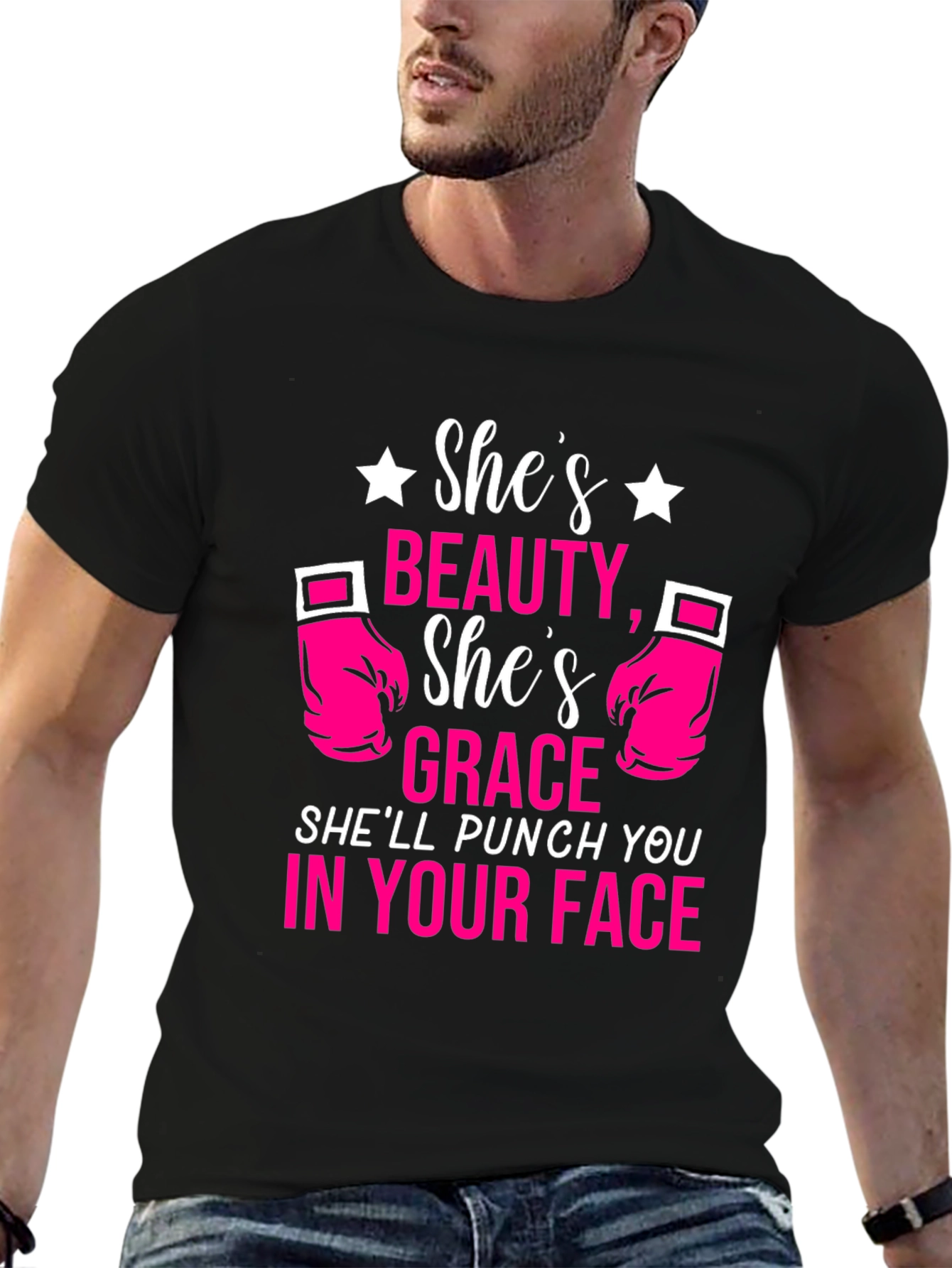 Shes Beauty Grace Punch Face Graphic Tee