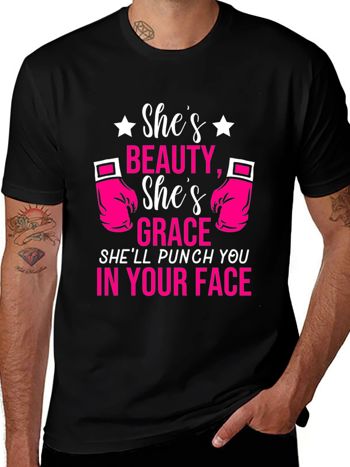 Shes Beauty Grace Punch Face Graphic Tee