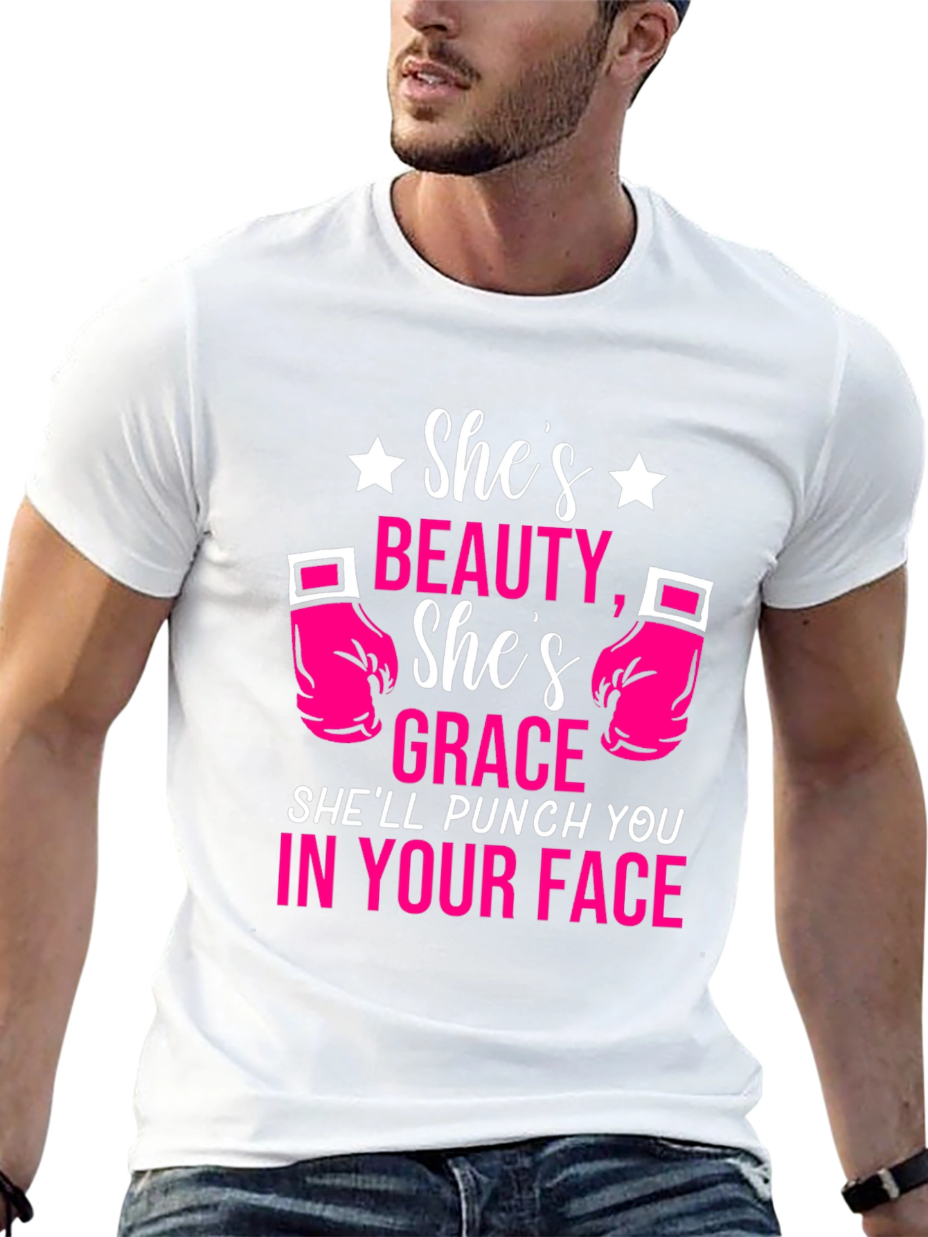 Shes Beauty Grace Punch Face Graphic Tee