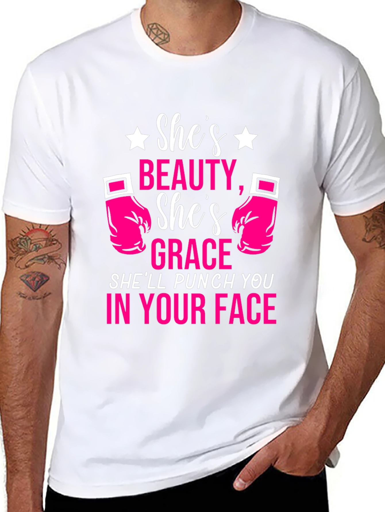 Shes Beauty Grace Punch Face Graphic Tee