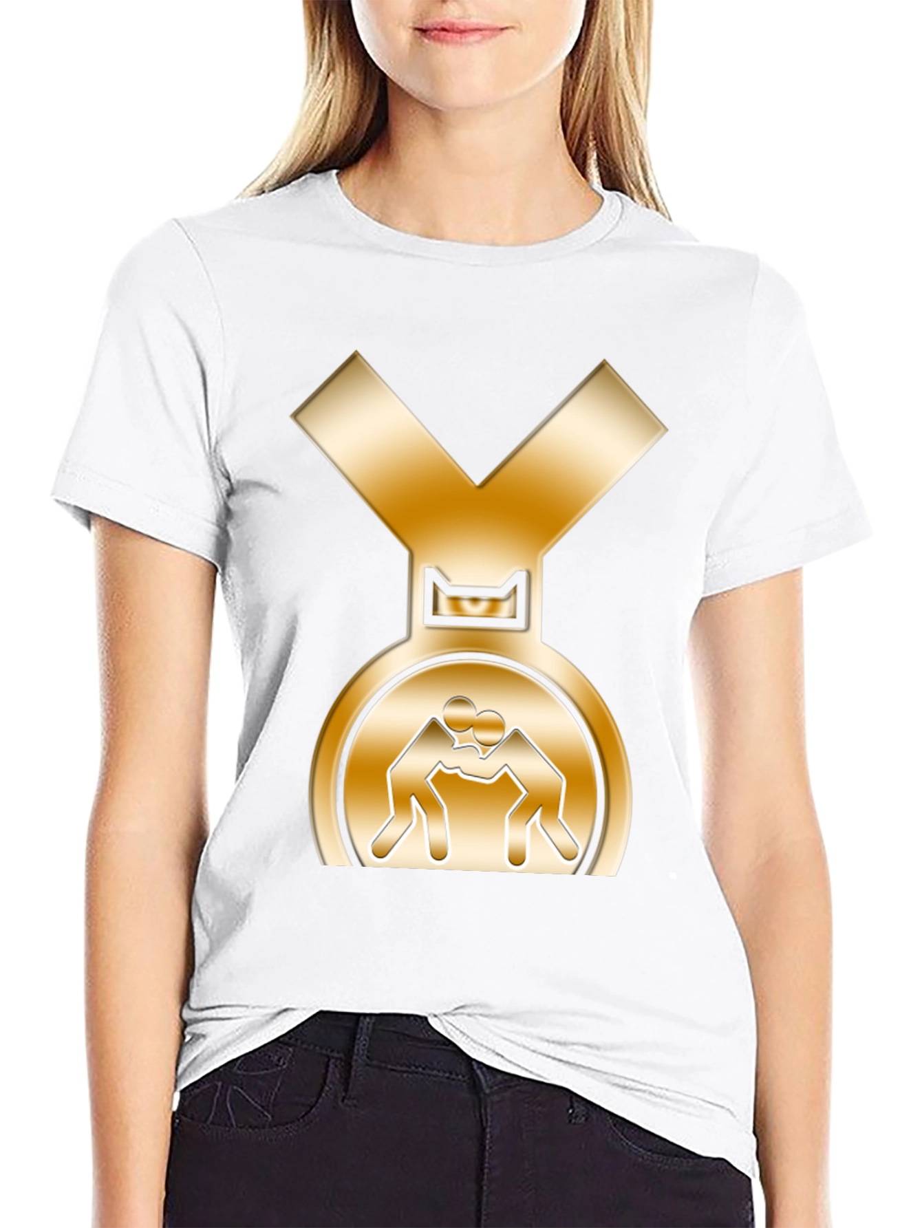 Wrestling Gold Medal Graphic Tee - Black