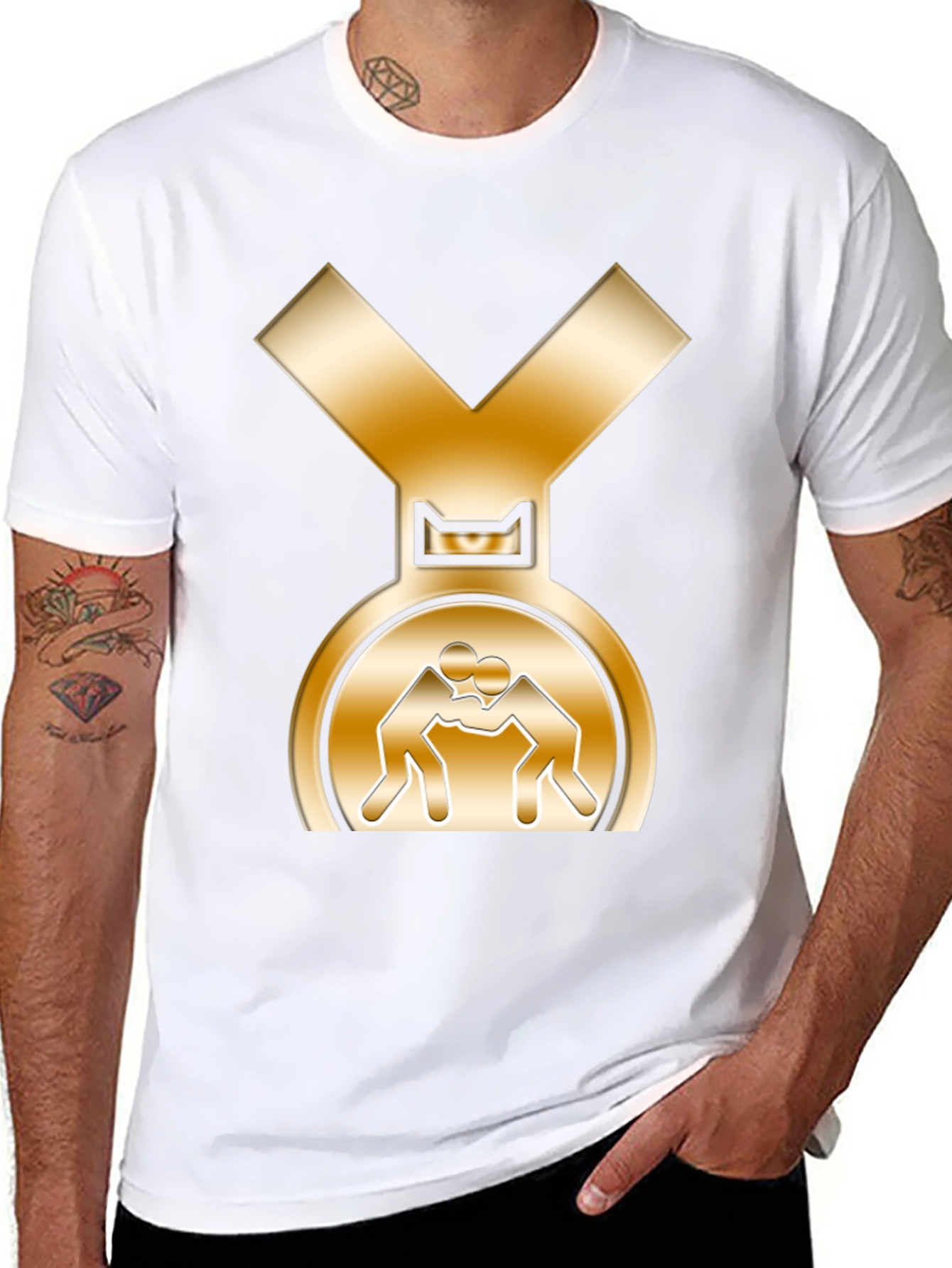 Wrestling Gold Medal Graphic Tee - Black