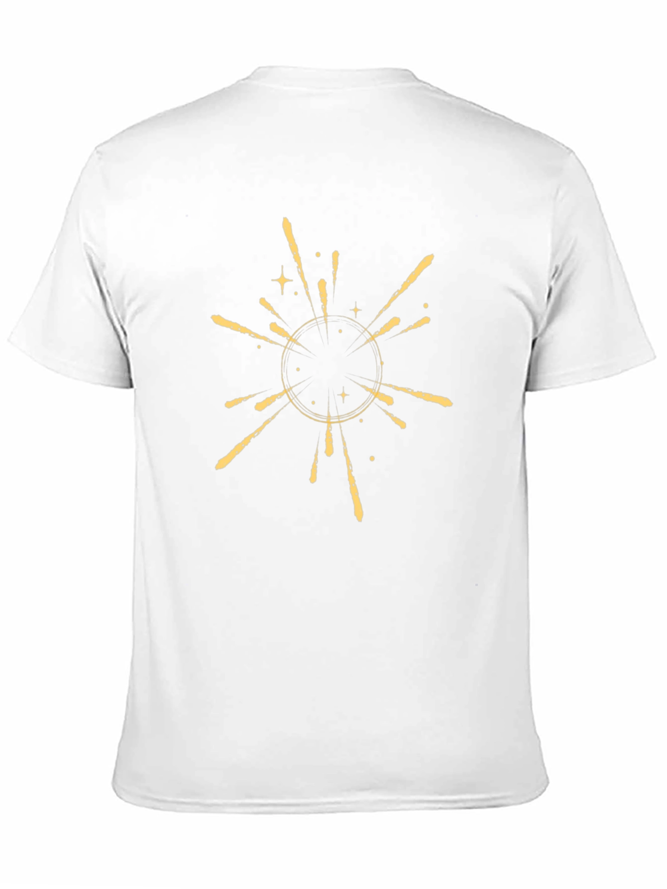 Mens Black T-Shirt with Golden Burst Design