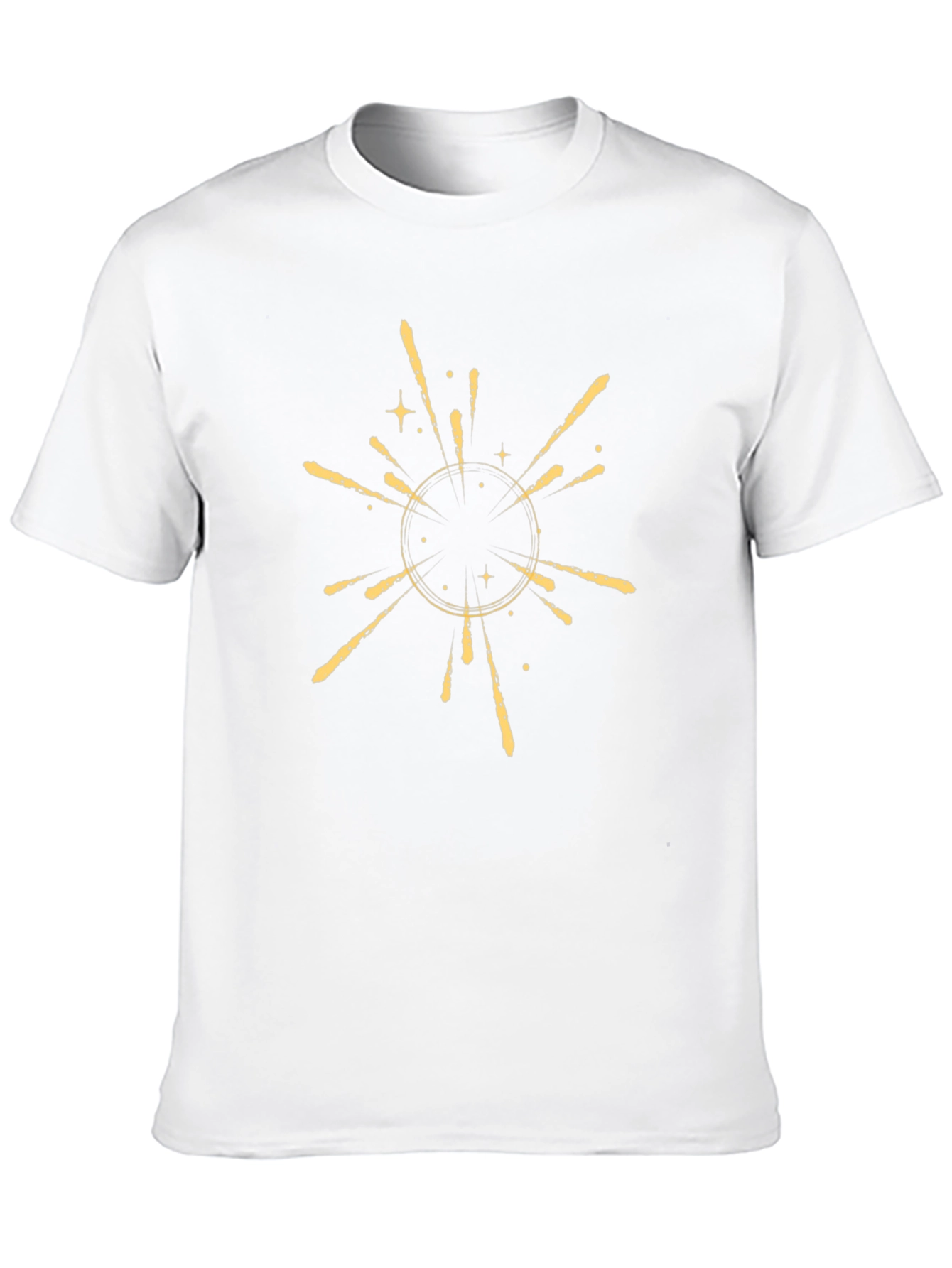 Mens Black T-Shirt with Golden Burst Design