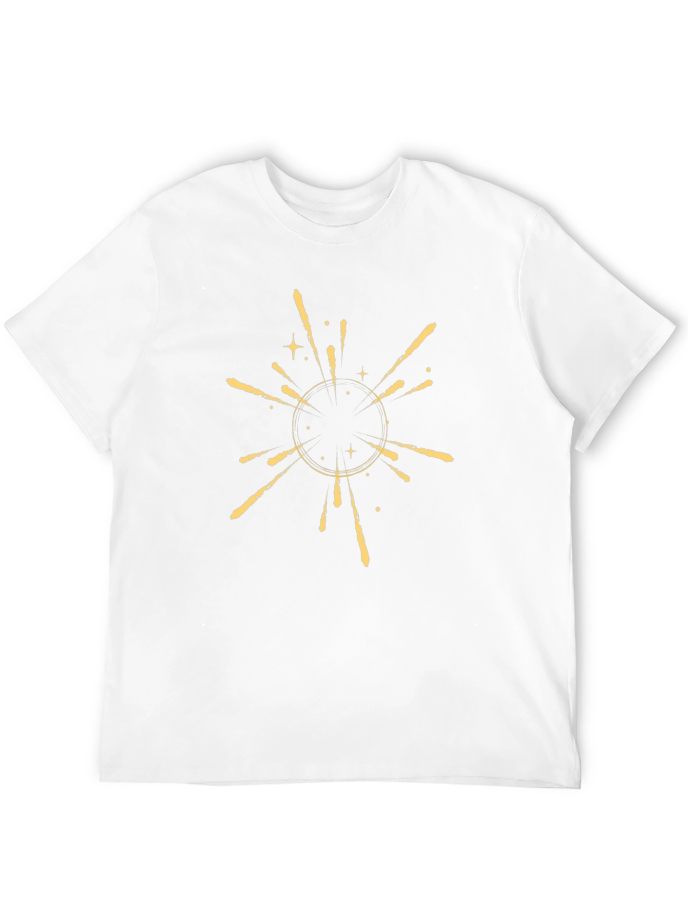 Mens Black T-Shirt with Golden Burst Design
