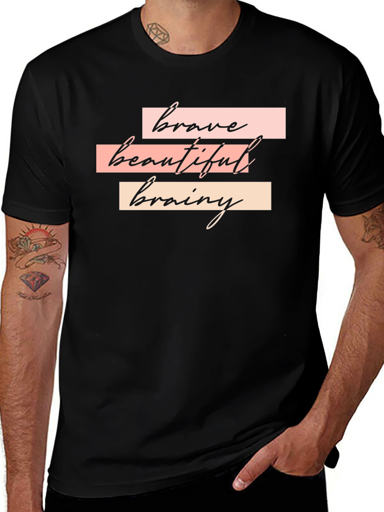 Brave Beautiful Brainy Black T-Shirt