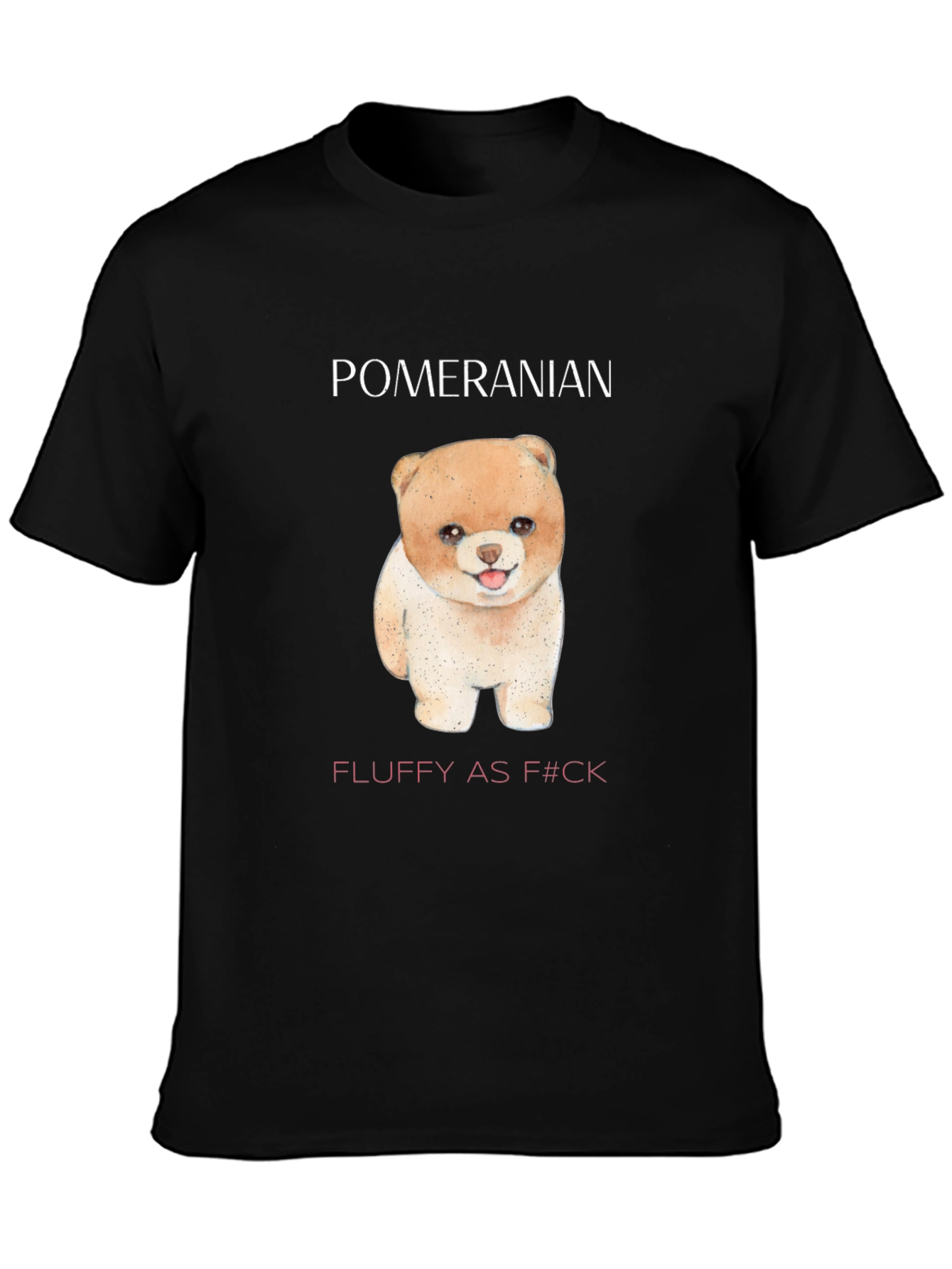 Pomeranian Fluffy Dog Black T-Shirt