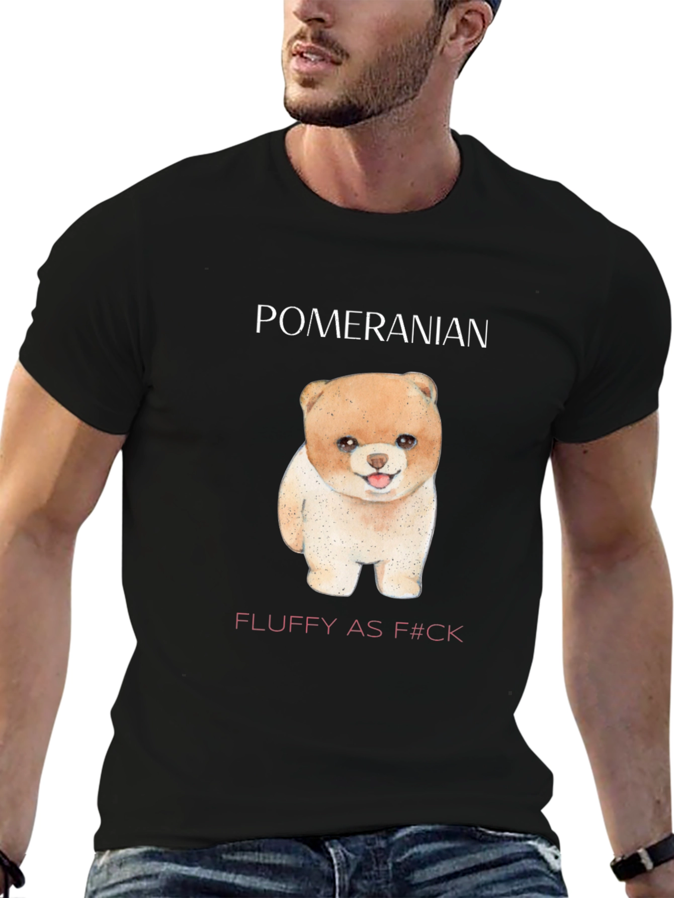 Pomeranian Fluffy Dog Black T-Shirt