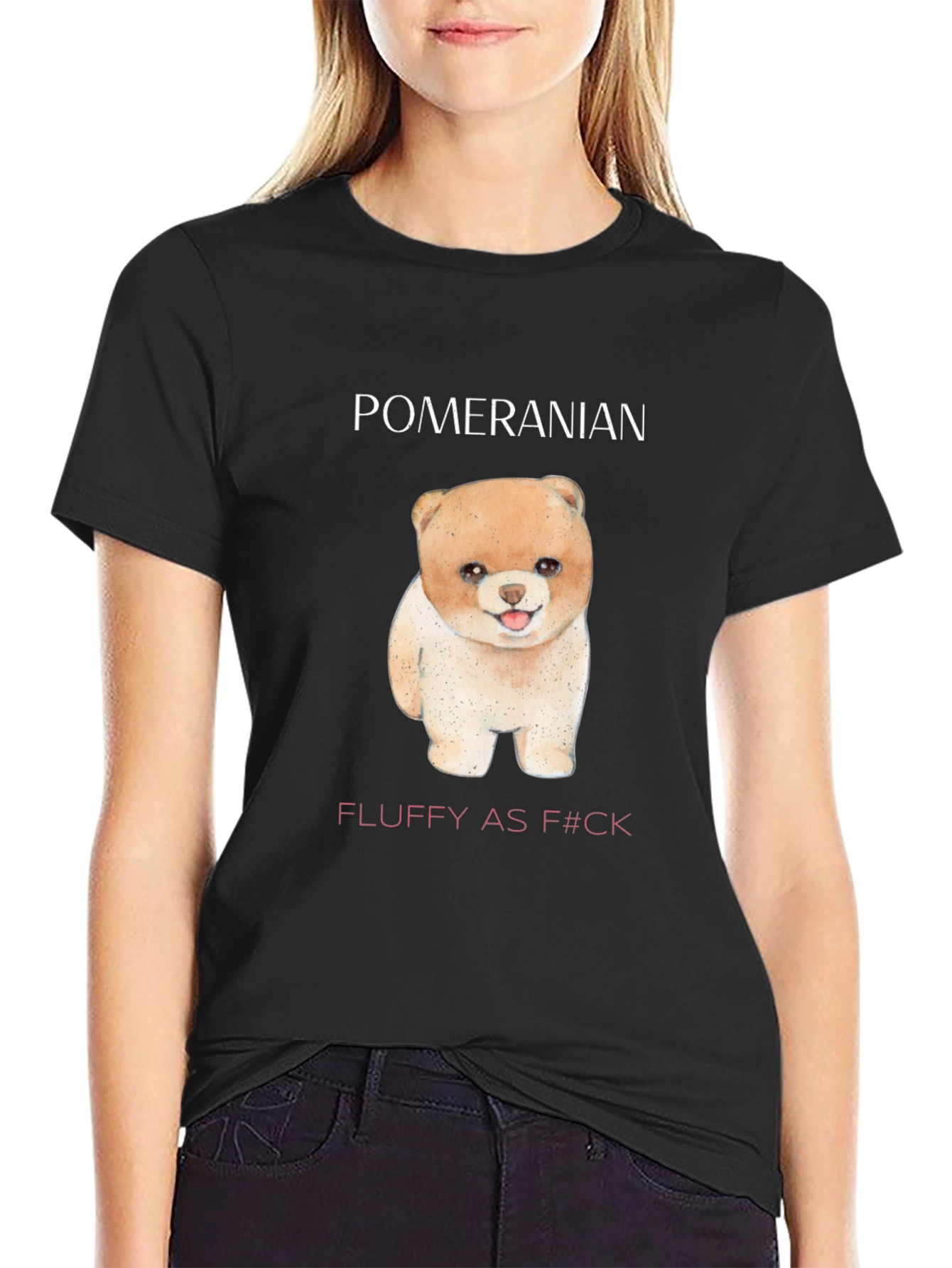 Pomeranian Fluffy Dog Black T-Shirt