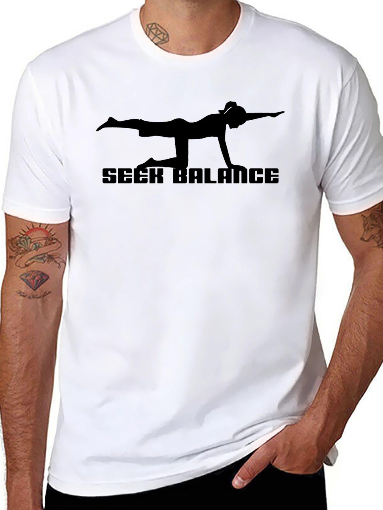 Seek Balance Graphic Tee - Yoga Inspired Black T-Shirt