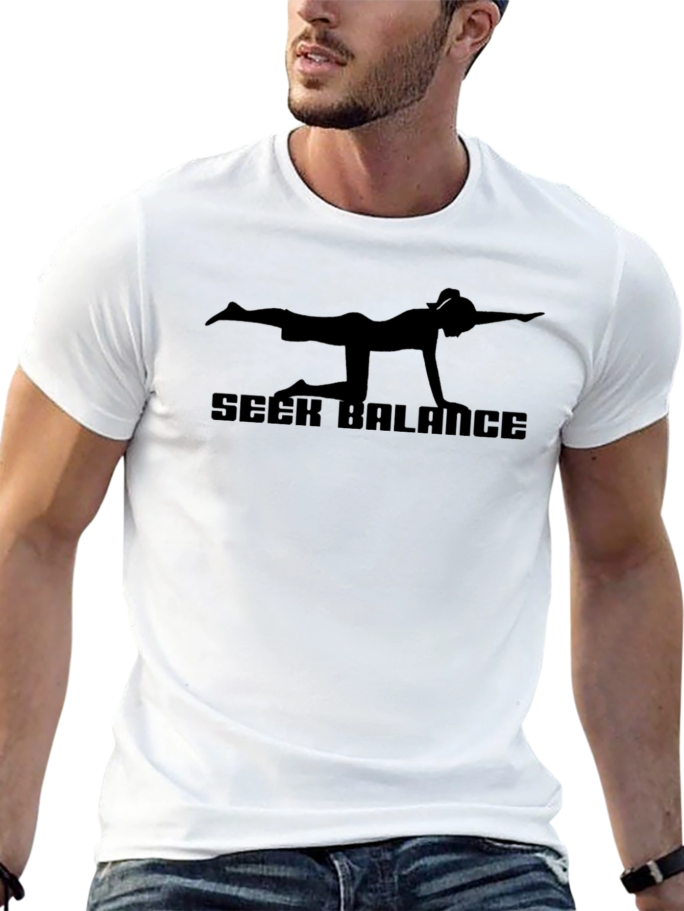 Seek Balance Graphic Tee - Yoga Inspired Black T-Shirt