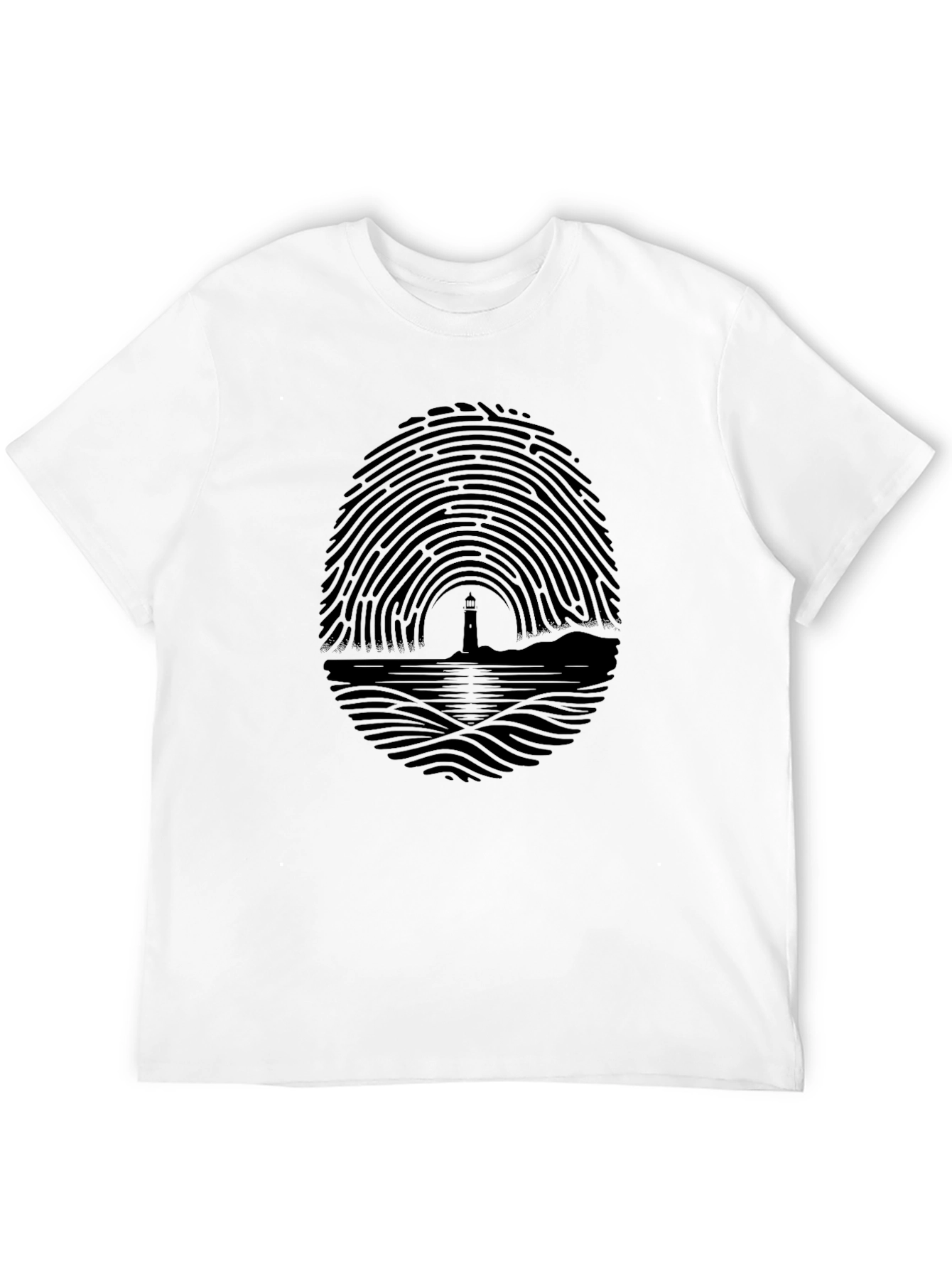 Lighthouse Fingerprint Graphic Tee - Black