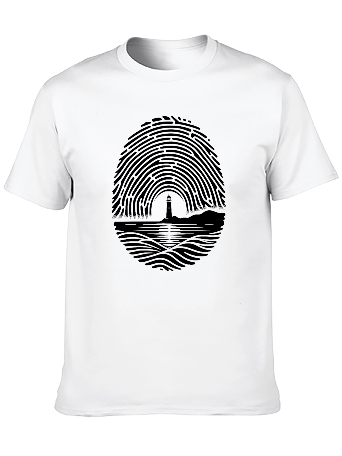 Lighthouse Fingerprint Graphic Tee - Black