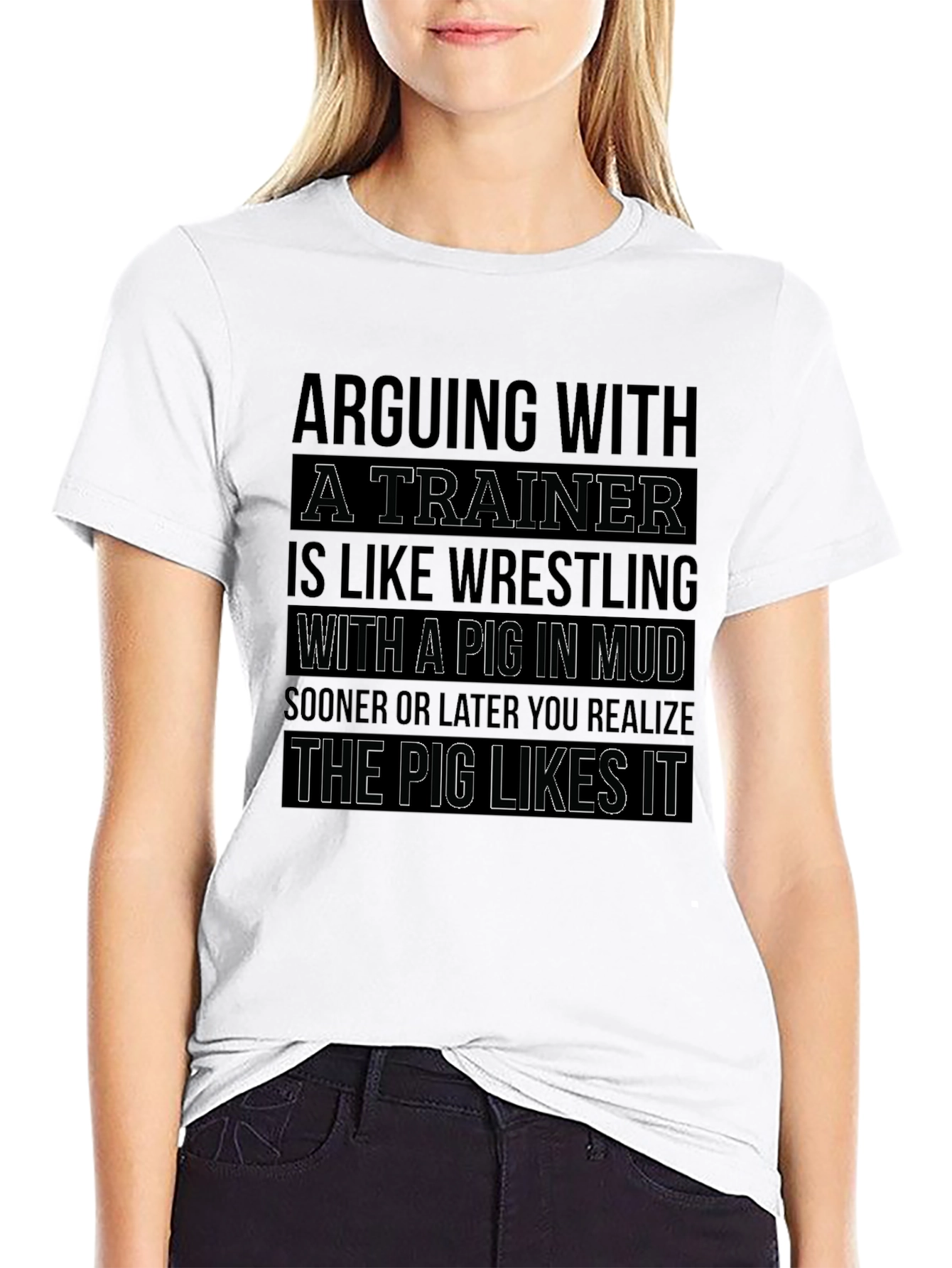 Trainer Wrestling Pig Mud Funny Graphic T-Shirt