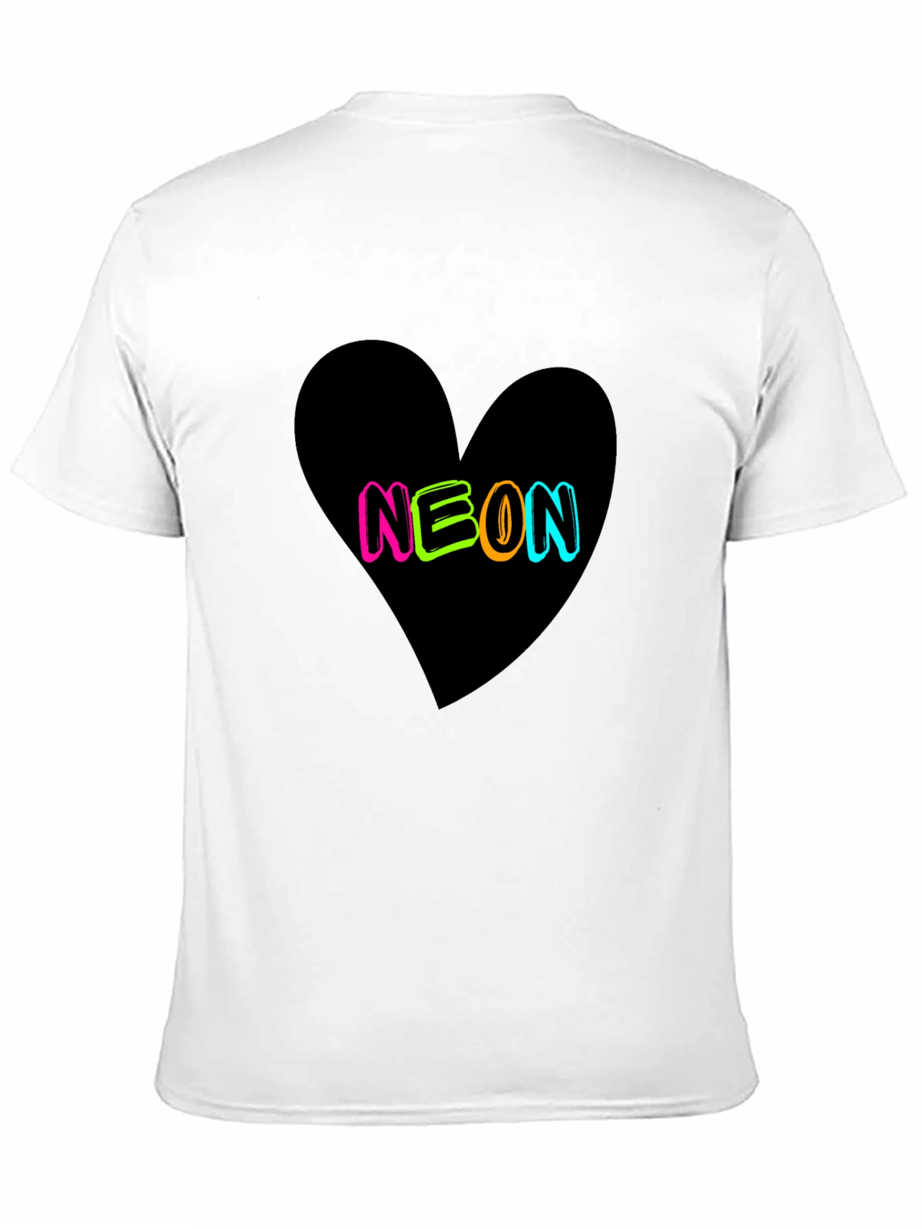 Neon Heart Graphic Tee - Casual Black T-Shirt