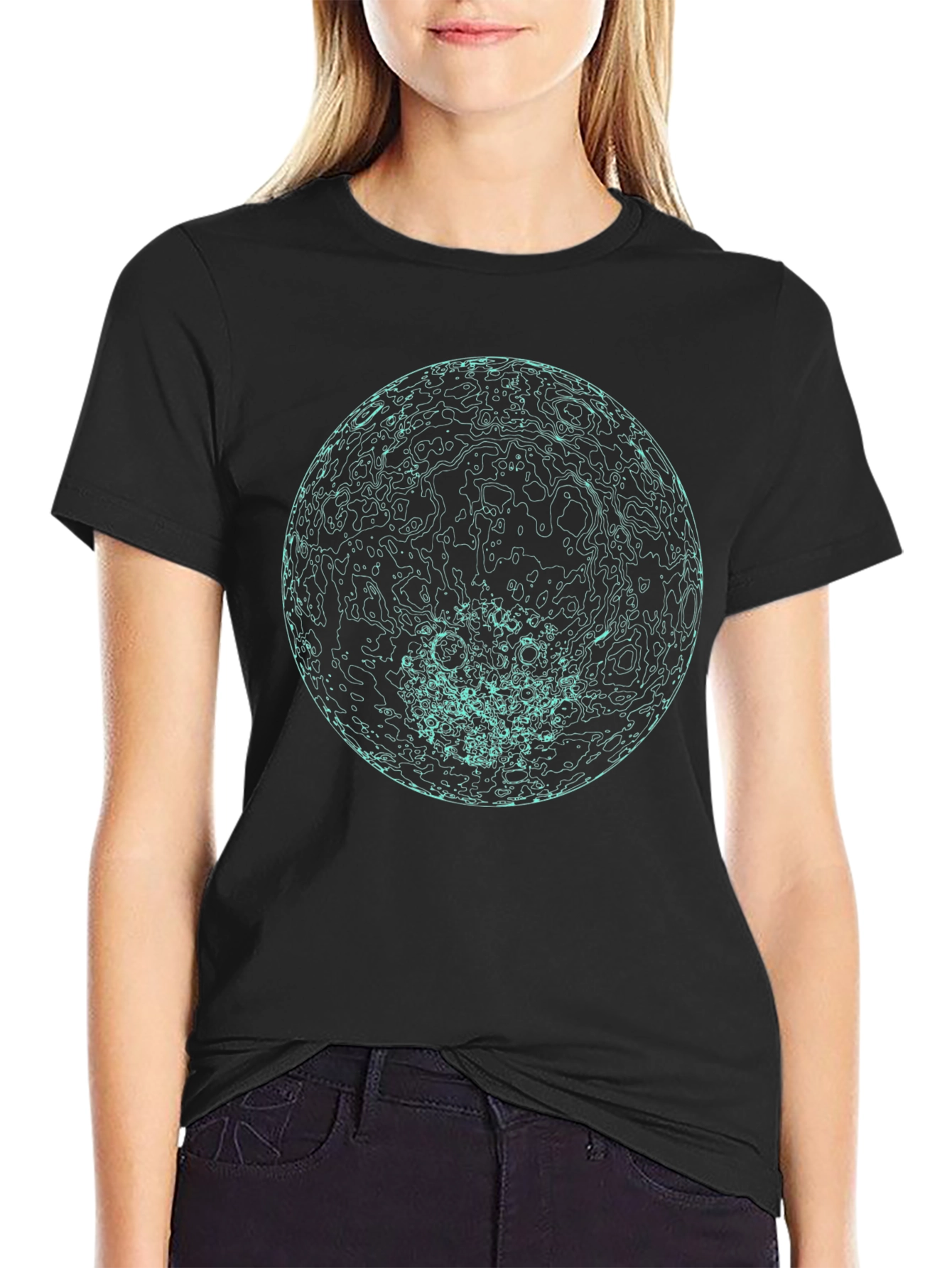 Abstract Globe Graphic Print Black T-Shirt