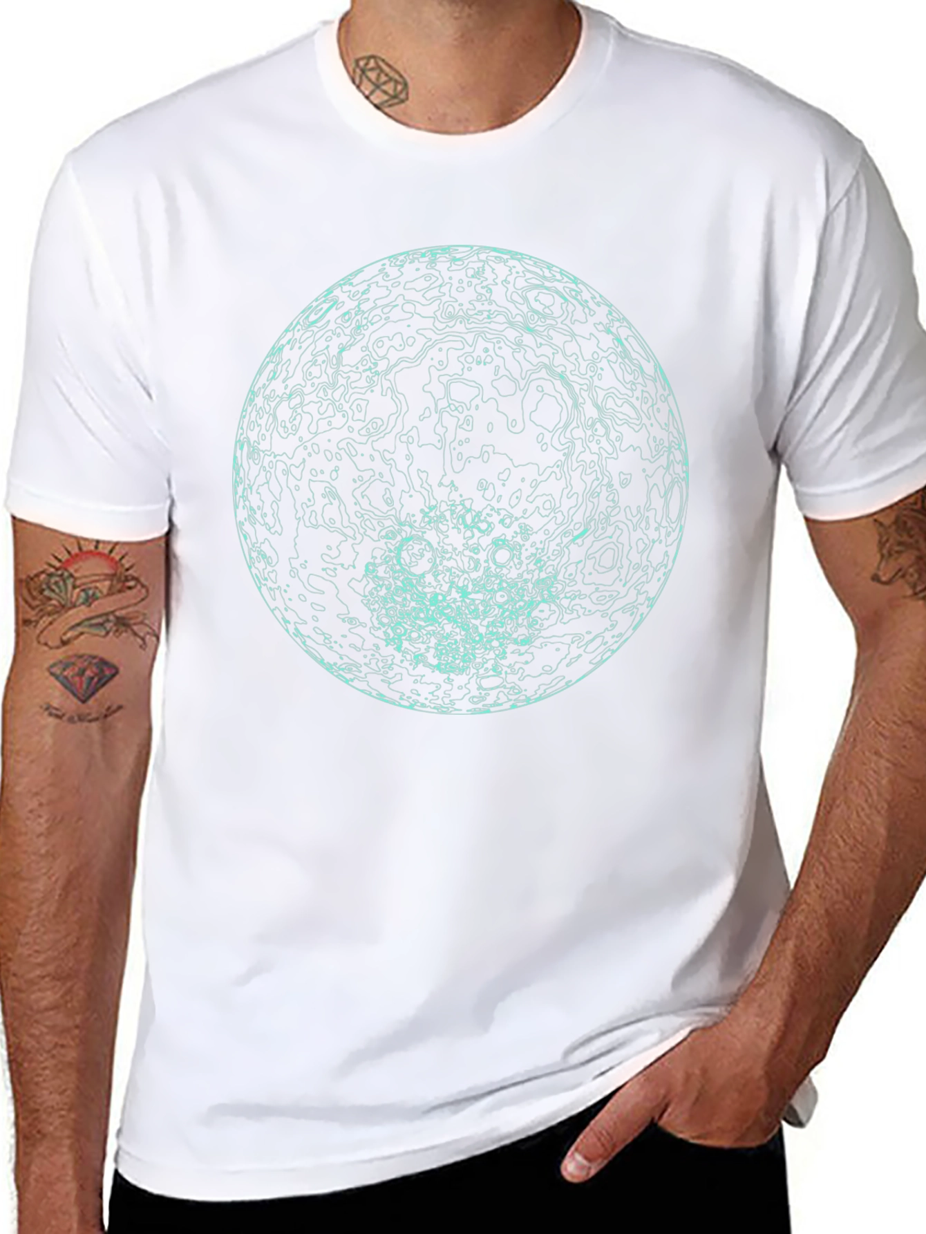 Abstract Globe Graphic Print Black T-Shirt
