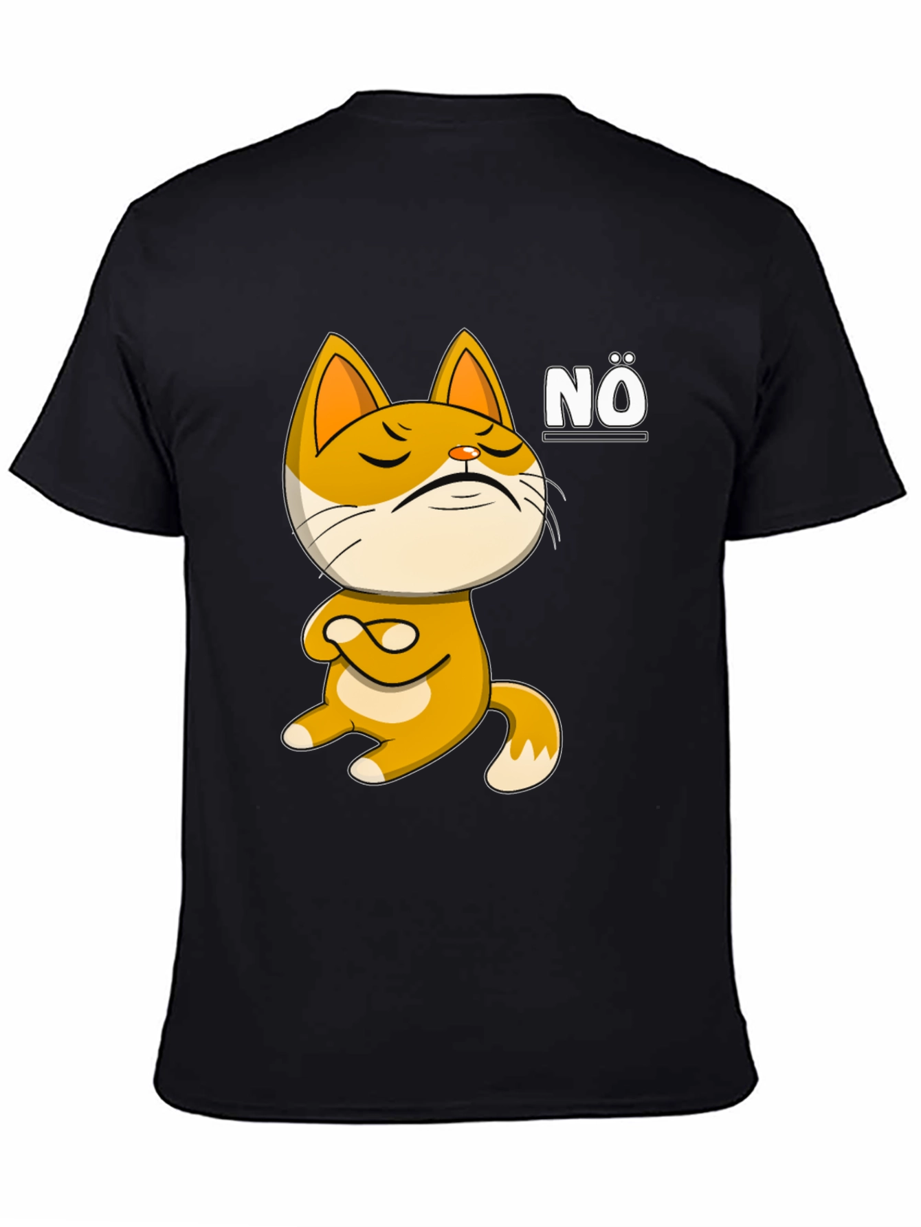 Nö Cat Graphic T-Shirt: Mens Black Tee
