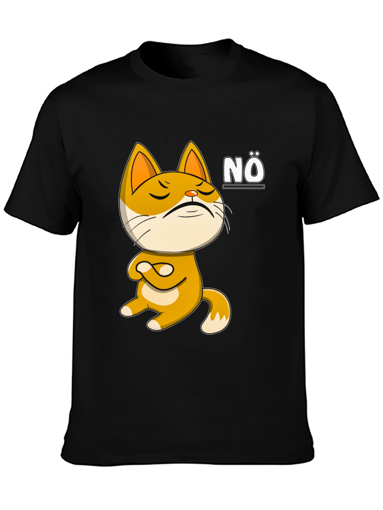 Nö Cat Graphic T-Shirt: Mens Black Tee