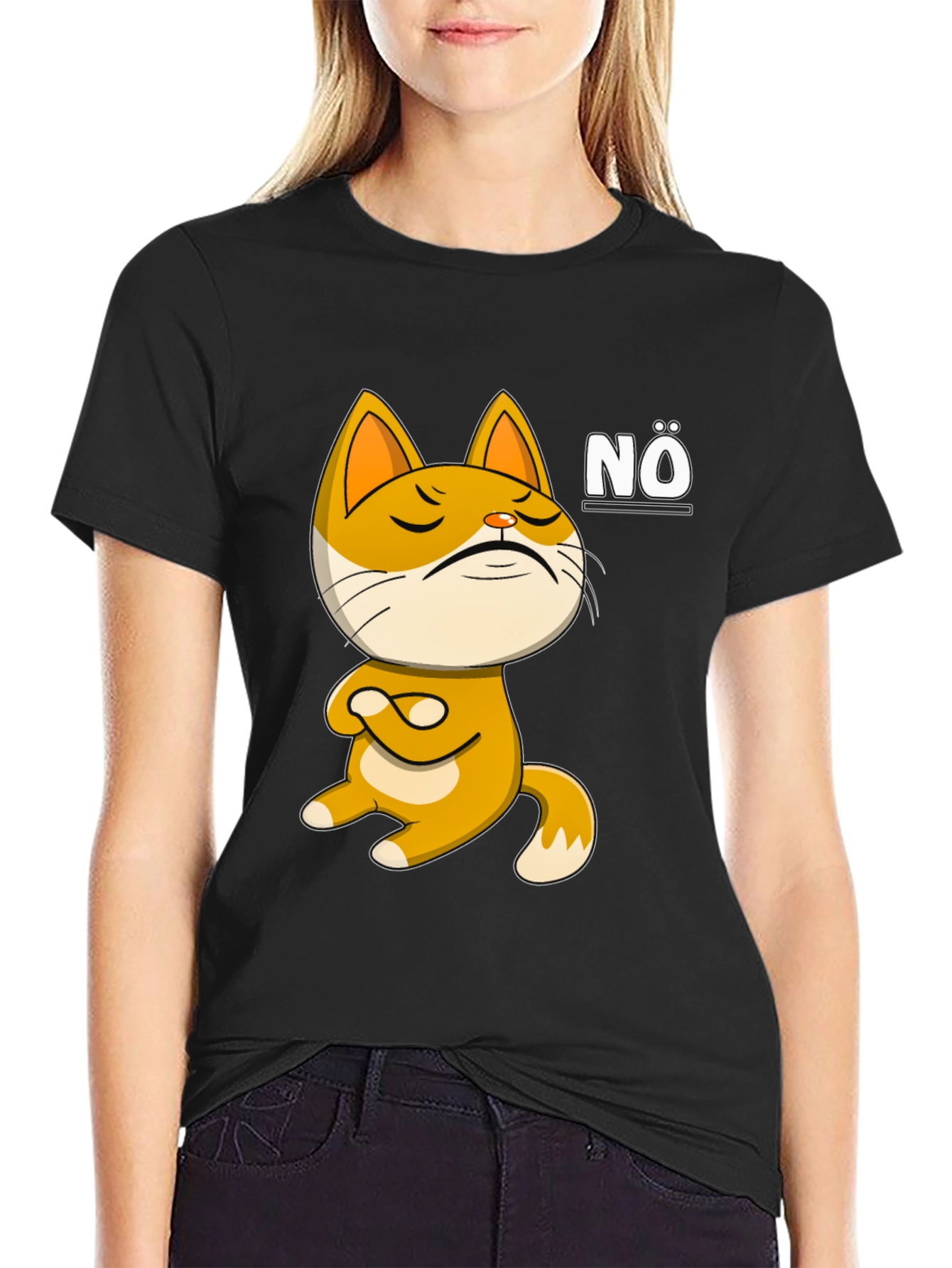 Nö Cat Graphic T-Shirt: Mens Black Tee
