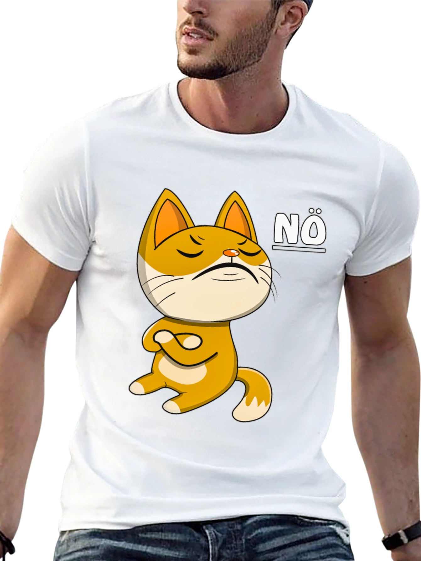 Nö Cat Graphic T-Shirt: Mens Black Tee