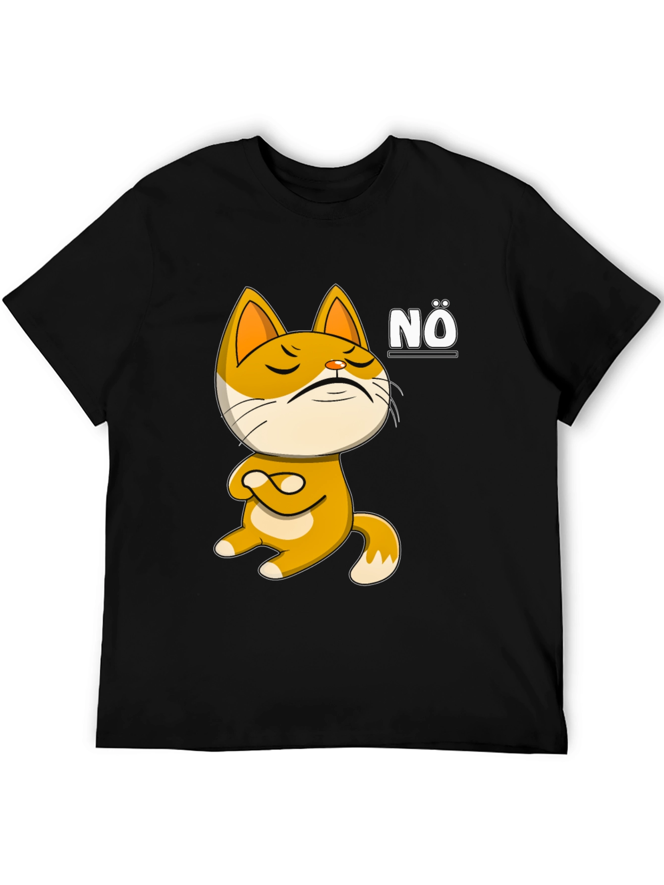 Nö Cat Graphic T-Shirt: Mens Black Tee