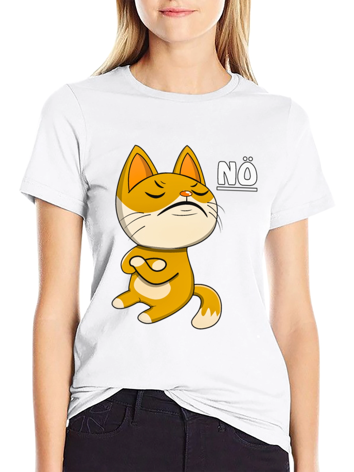 Nö Cat Graphic T-Shirt: Mens Black Tee