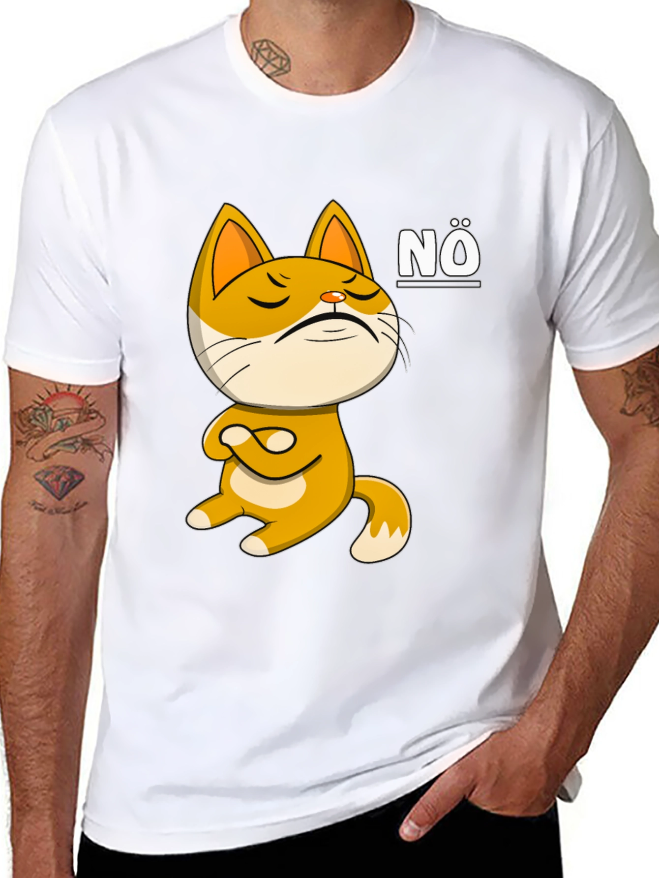 Nö Cat Graphic T-Shirt: Mens Black Tee