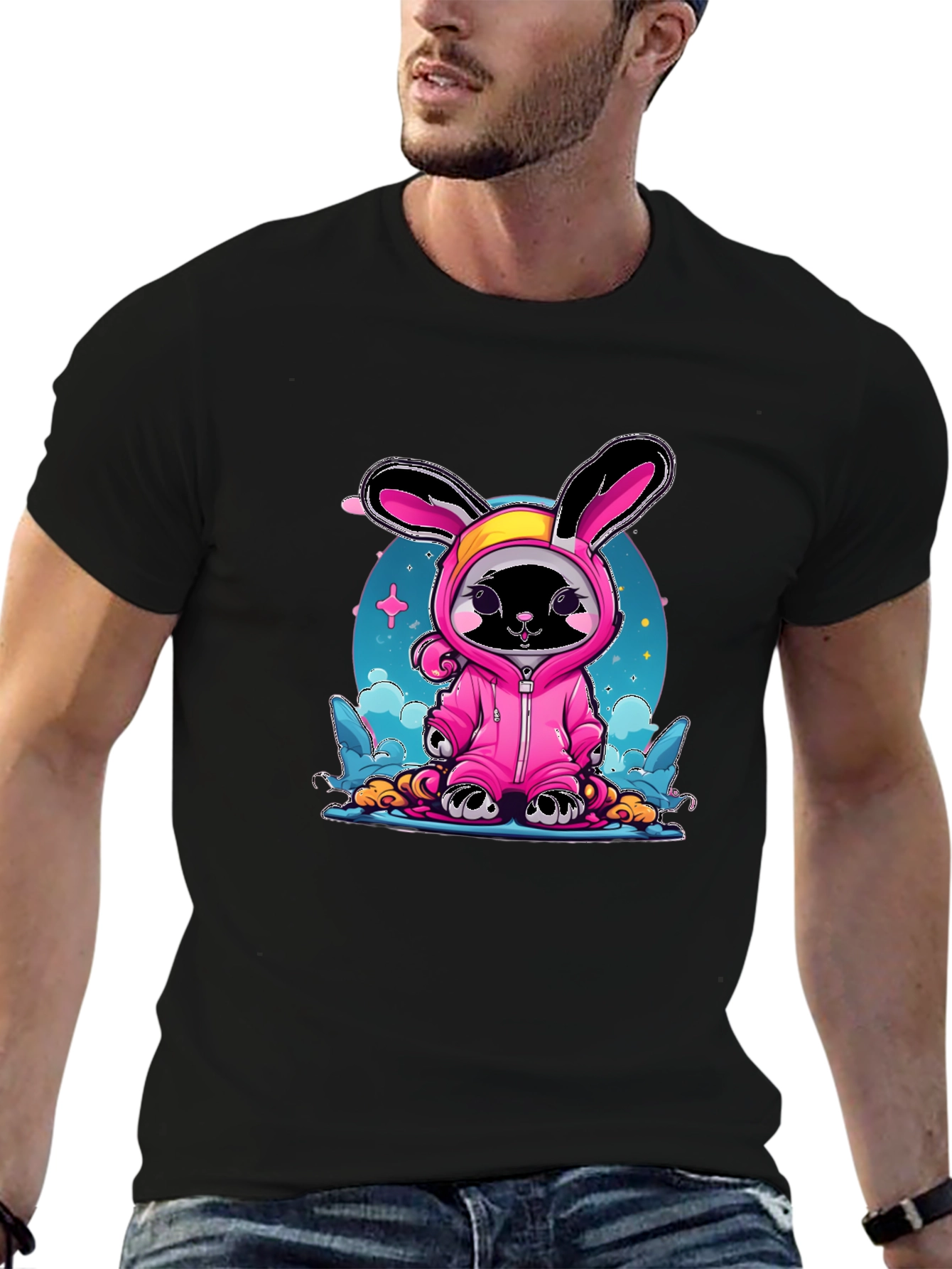 Cute Black Cat Bunny Costume T-Shirt