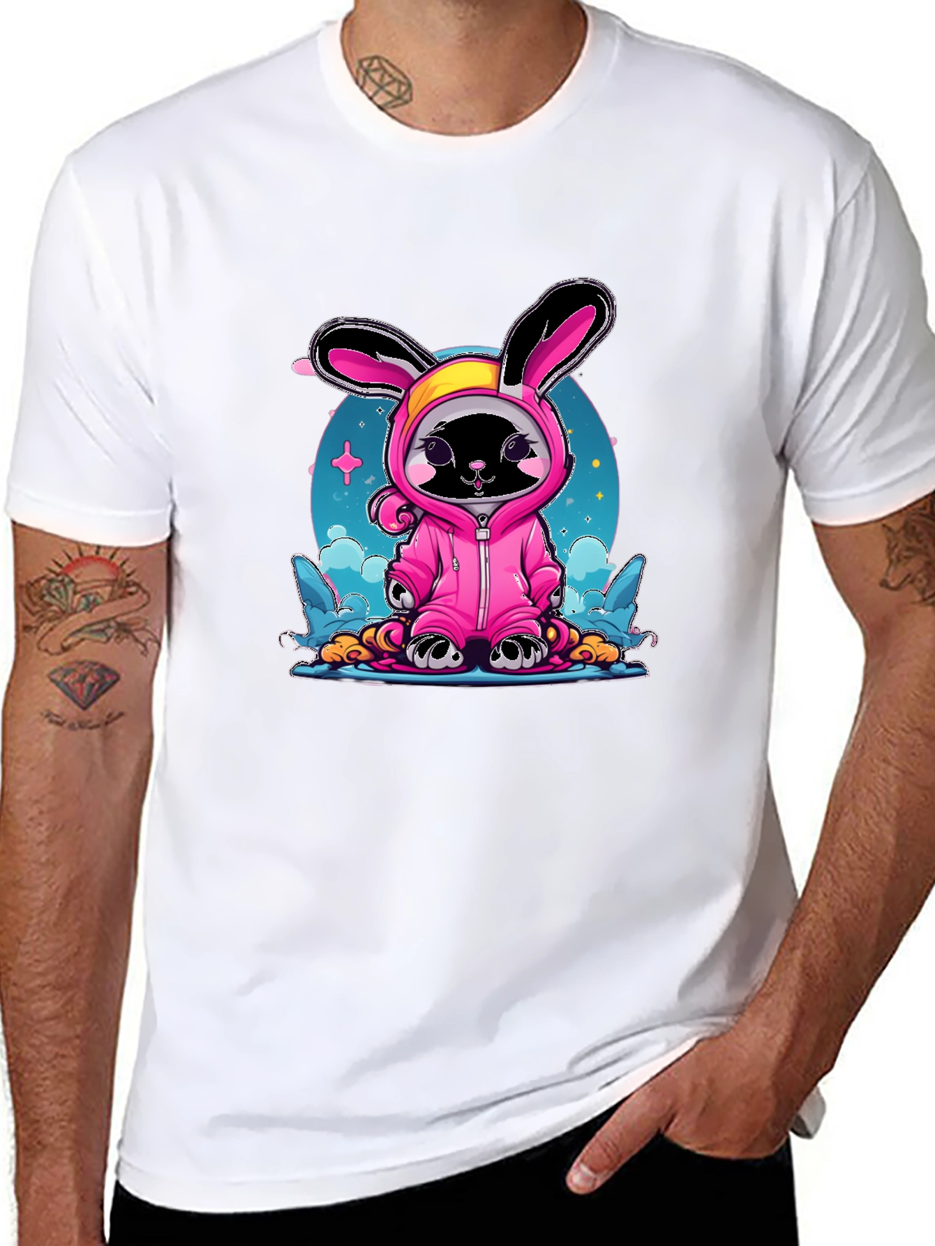 Cute Black Cat Bunny Costume T-Shirt
