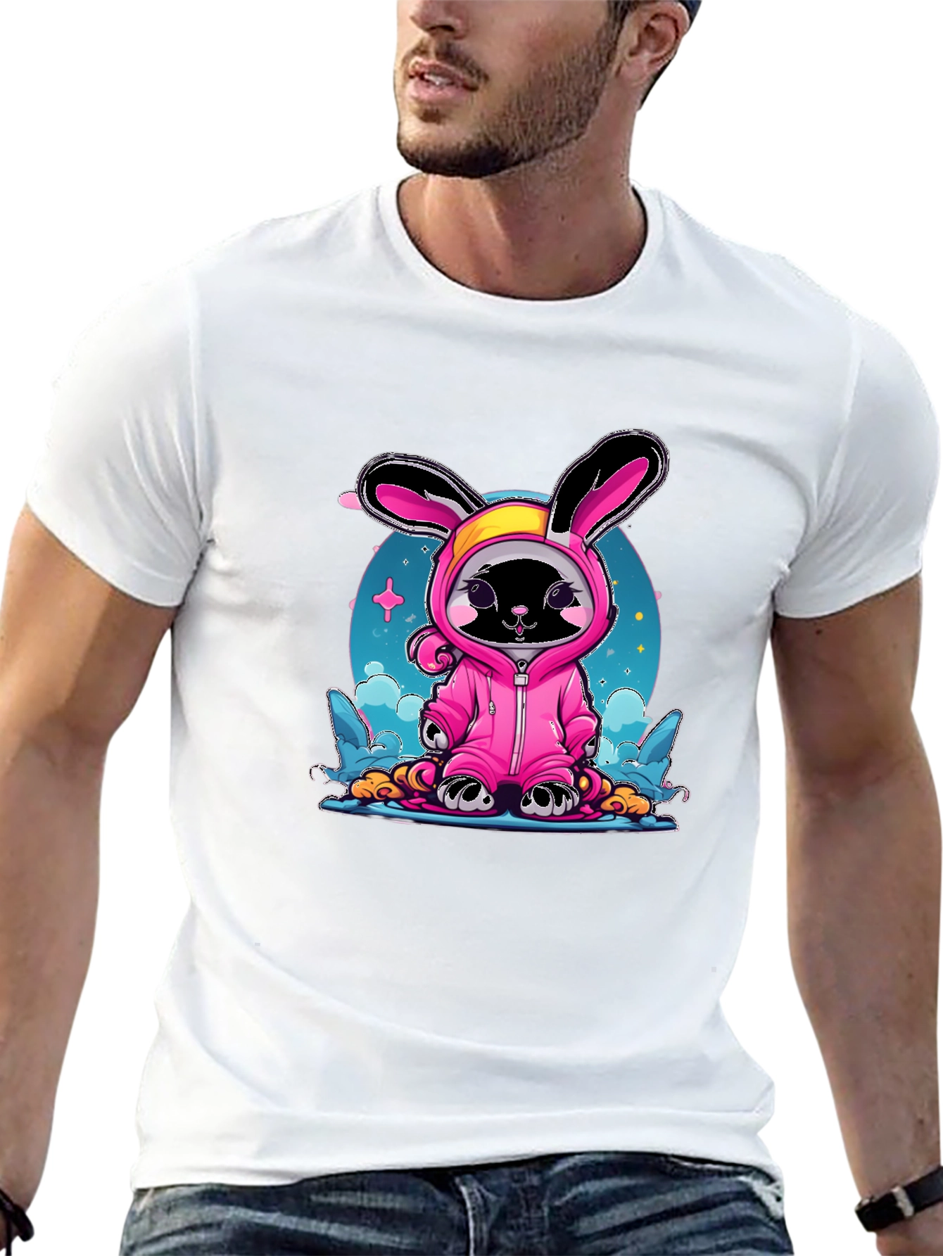 Cute Black Cat Bunny Costume T-Shirt
