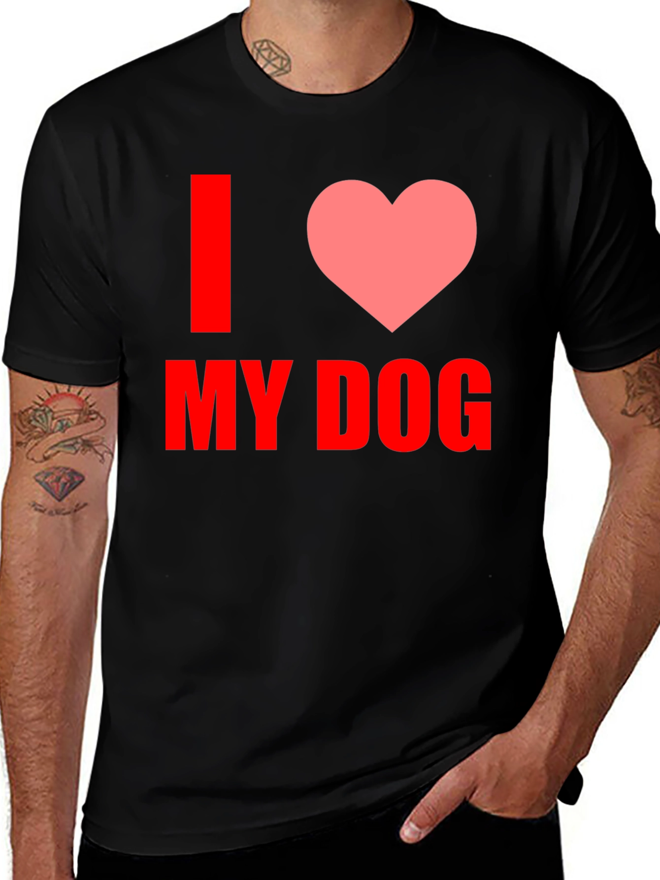 I Love My Dog Graphic Tee - Black