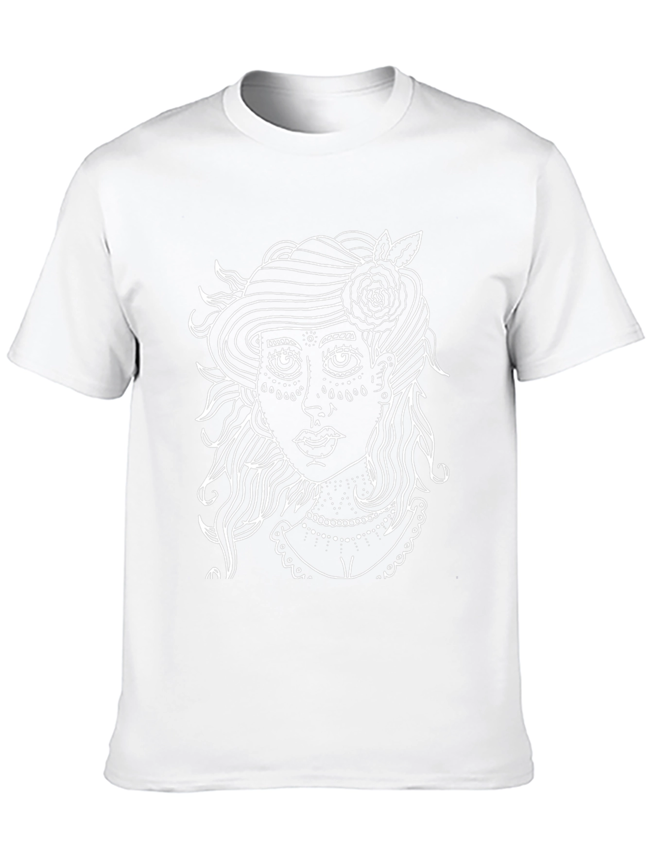 Black T-Shirt with White Girl Art