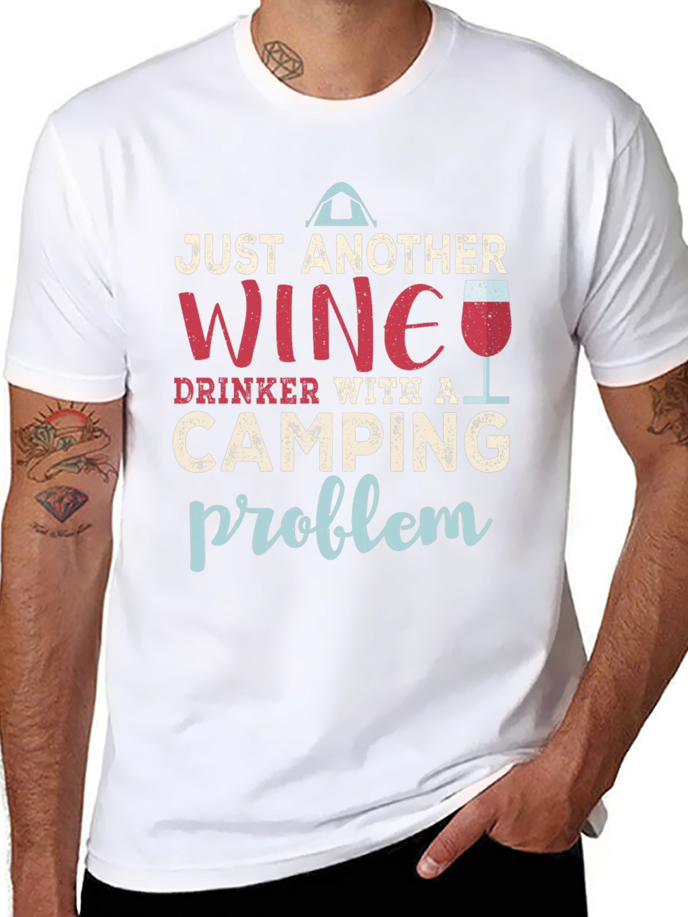 Wine and Camping Graphic T-Shirt