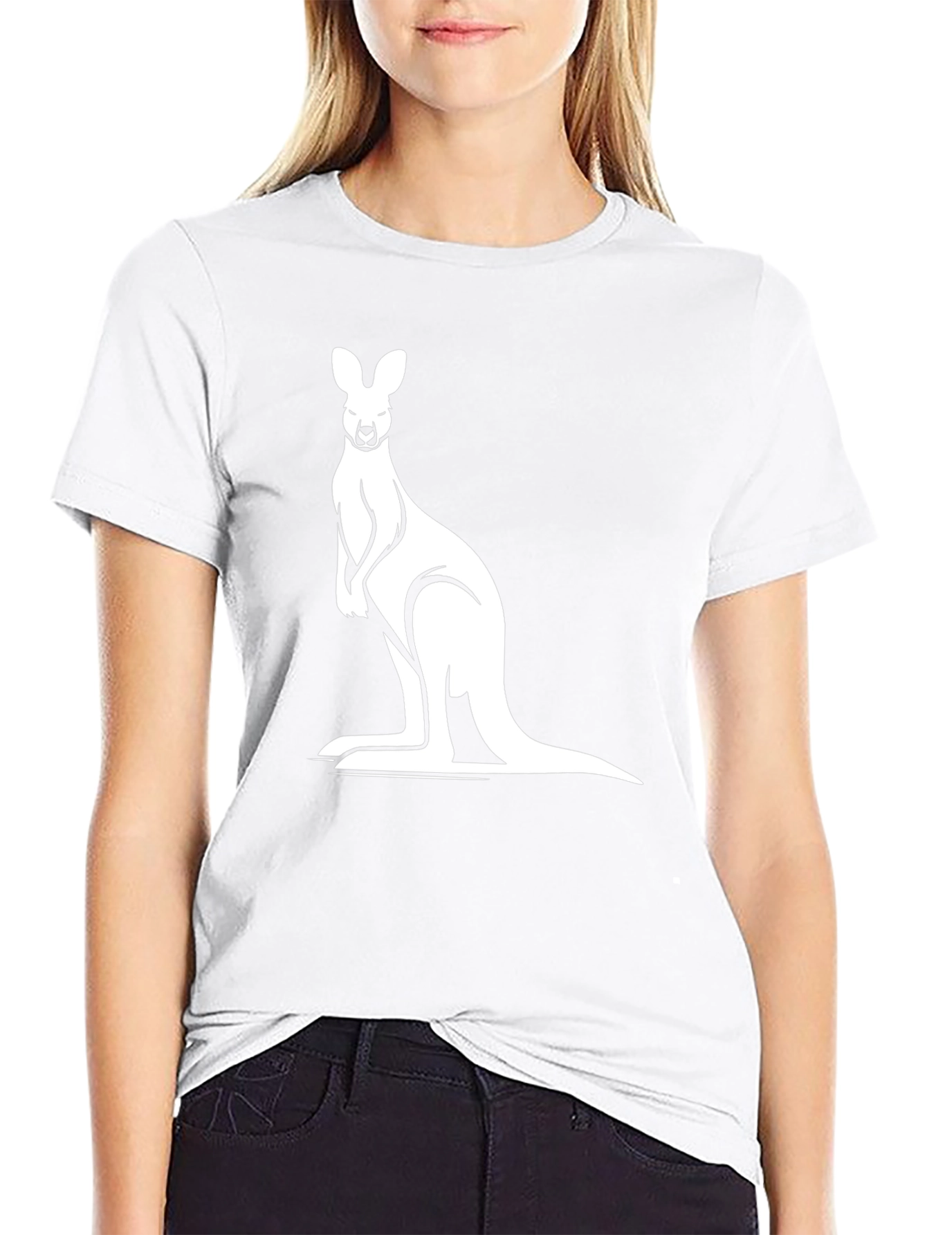 Kangaroo Graphic Tee - Black Cotton Comfort