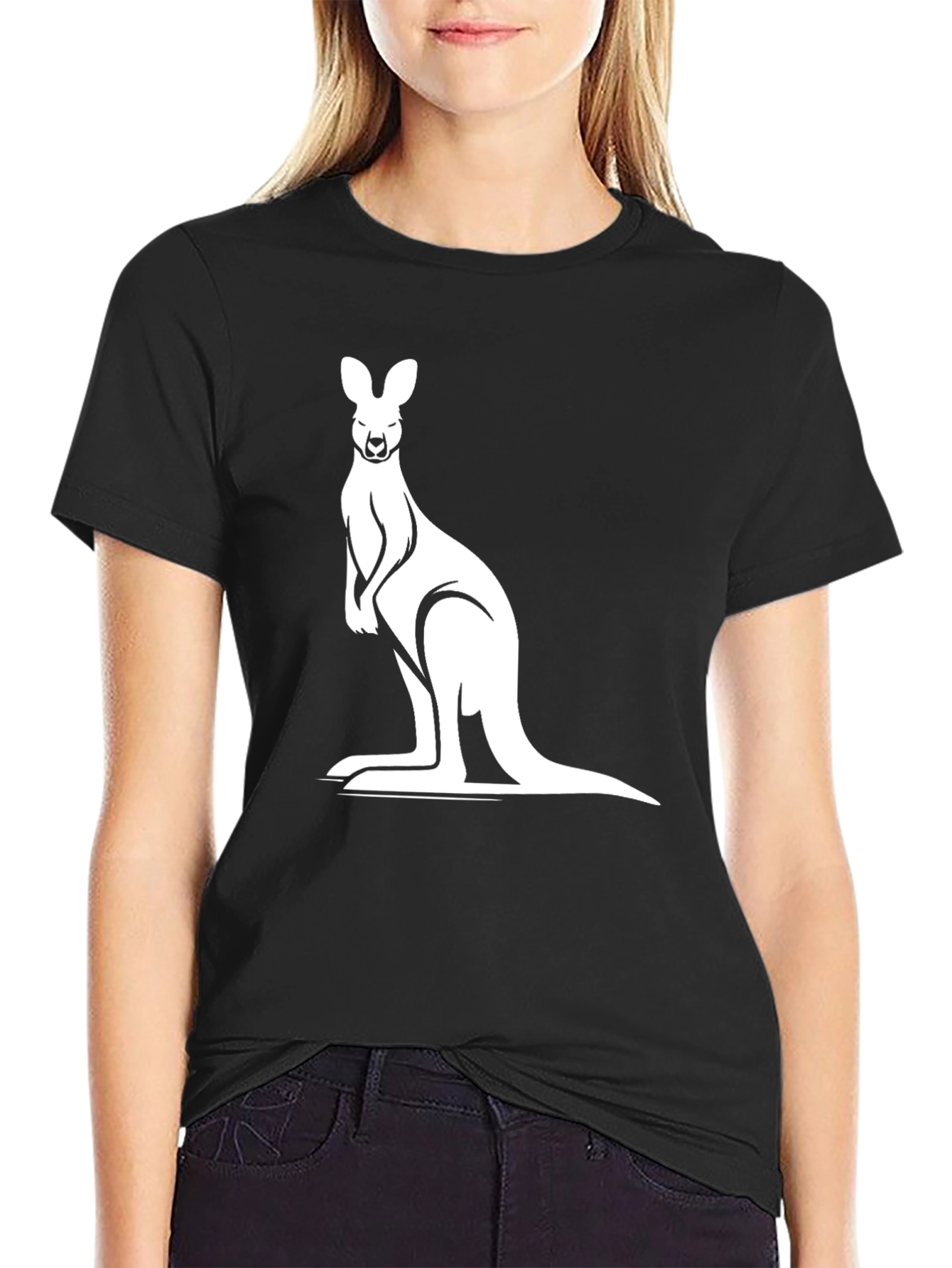 Kangaroo Graphic Tee - Black Cotton Comfort