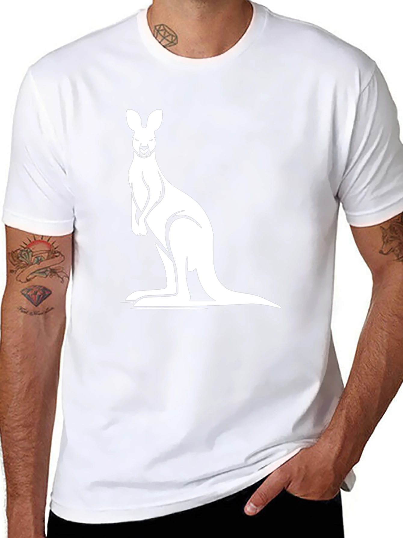 Kangaroo Graphic Tee - Black Cotton Comfort