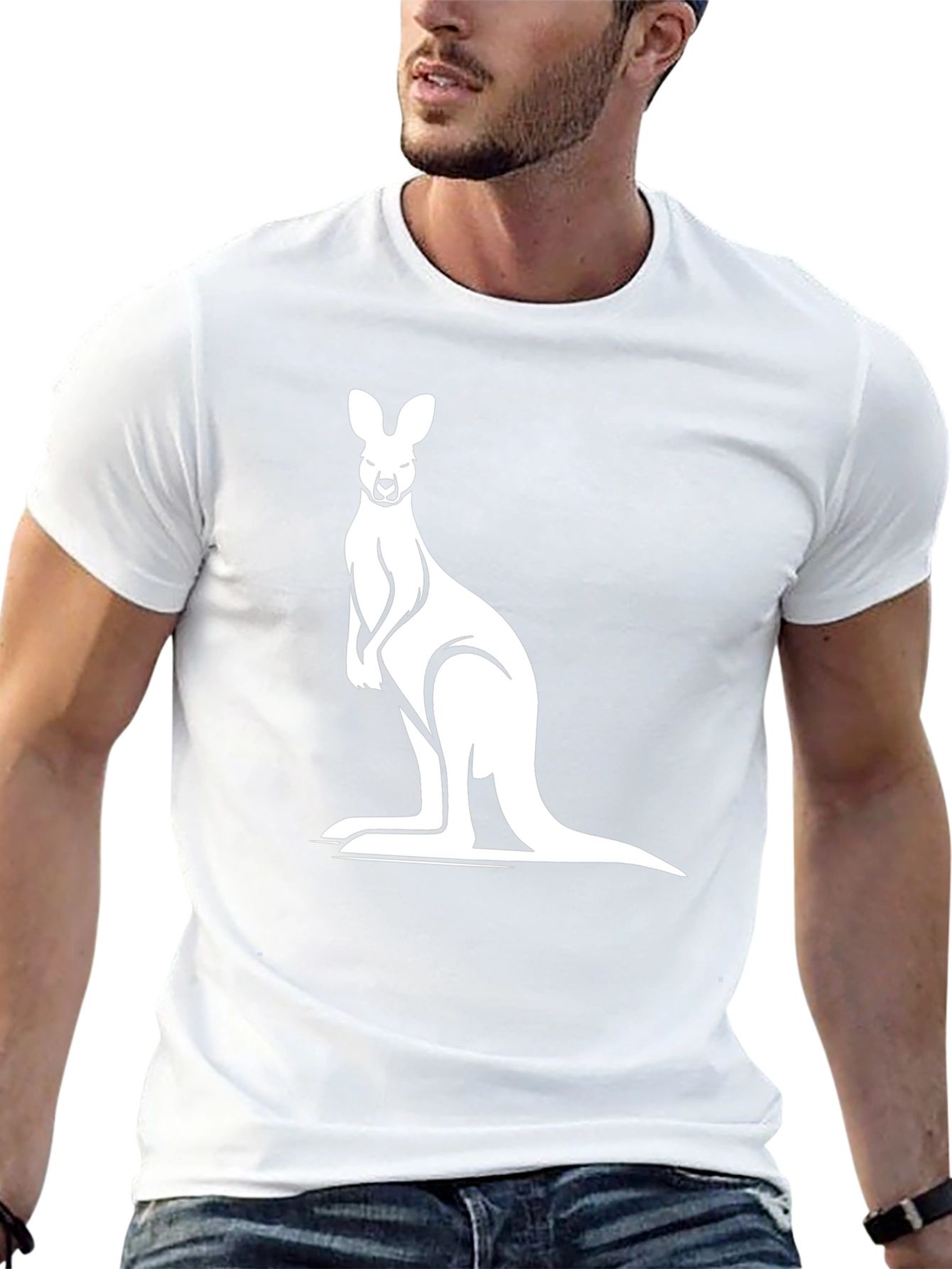 Kangaroo Graphic Tee - Black Cotton Comfort