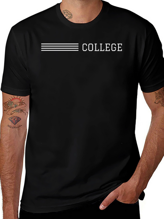 College Graphic Print Black T-Shirt