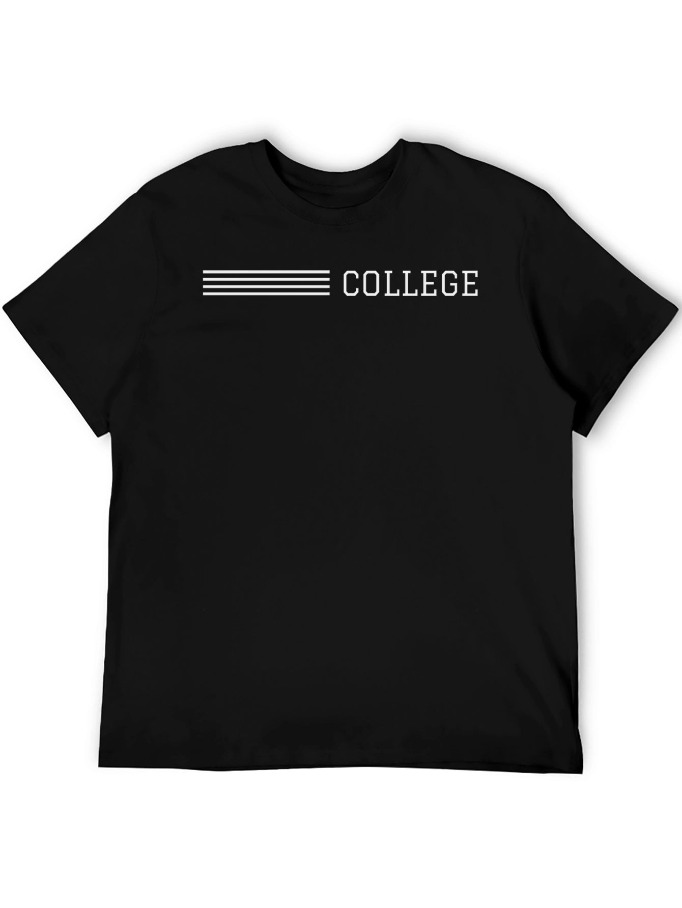 College Graphic Print Black T-Shirt