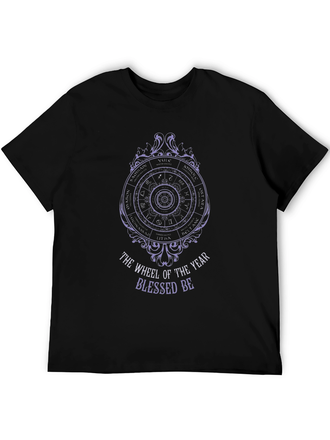 Wheel of the Year Blessed Be Black T-Shirt